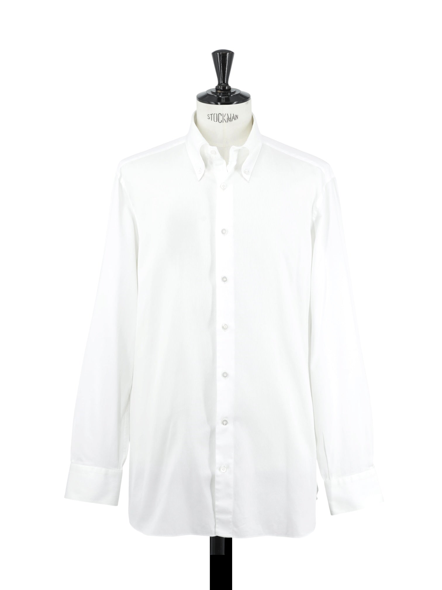 Fray White Cotton Button-Down Plain-Weave Shirt