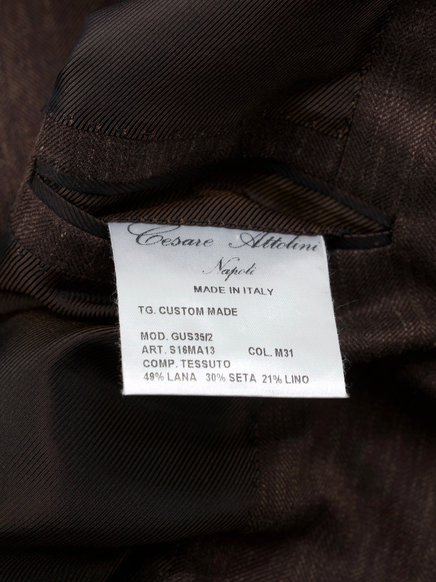 Cesare Attolini Castagne Brown Wool, Silk & Linen Melange Jacket