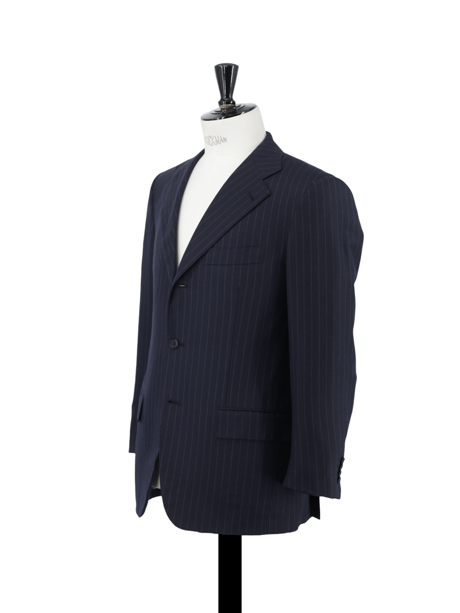 Kiton Navy Lightly-Brushed Super 180's "Blanc Blu" Pinstripe Suit