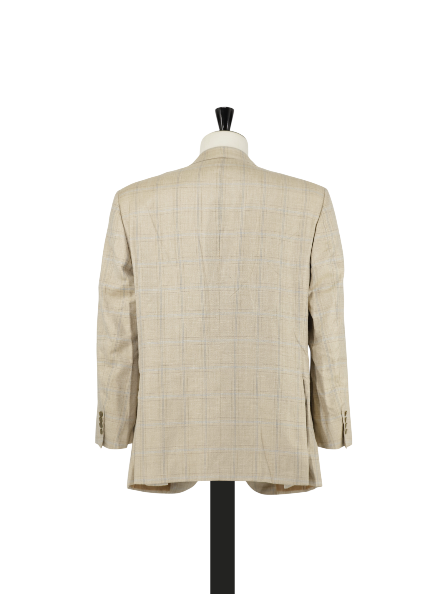 Brioni Beige Cashmere, Silk & Linen Windowpane Senato Jacket