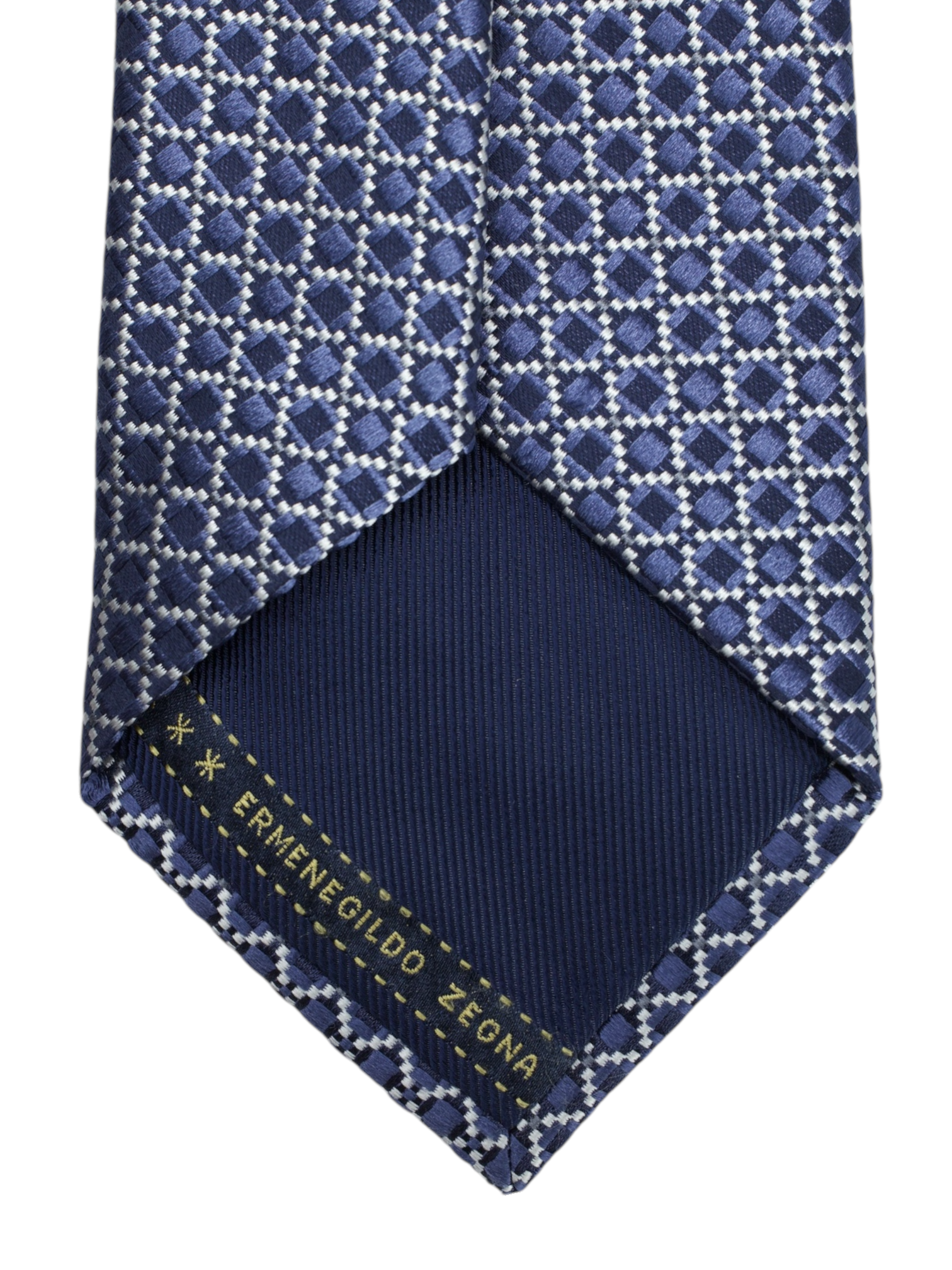 Ermenegildo Zegna Navy Silk Geometric Pattern Tie
