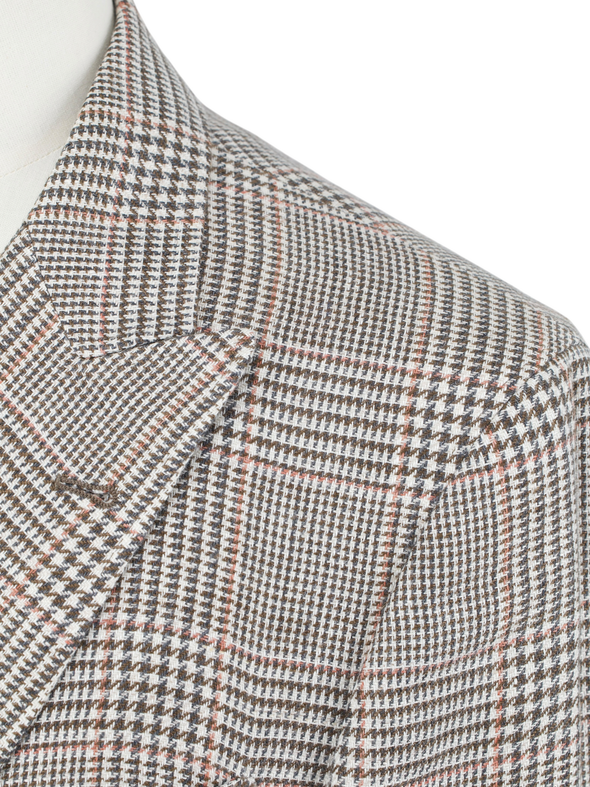 Brunello Cucinelli Brown Linen, Wool & Silk Double-Breasted Glenplaid Suit