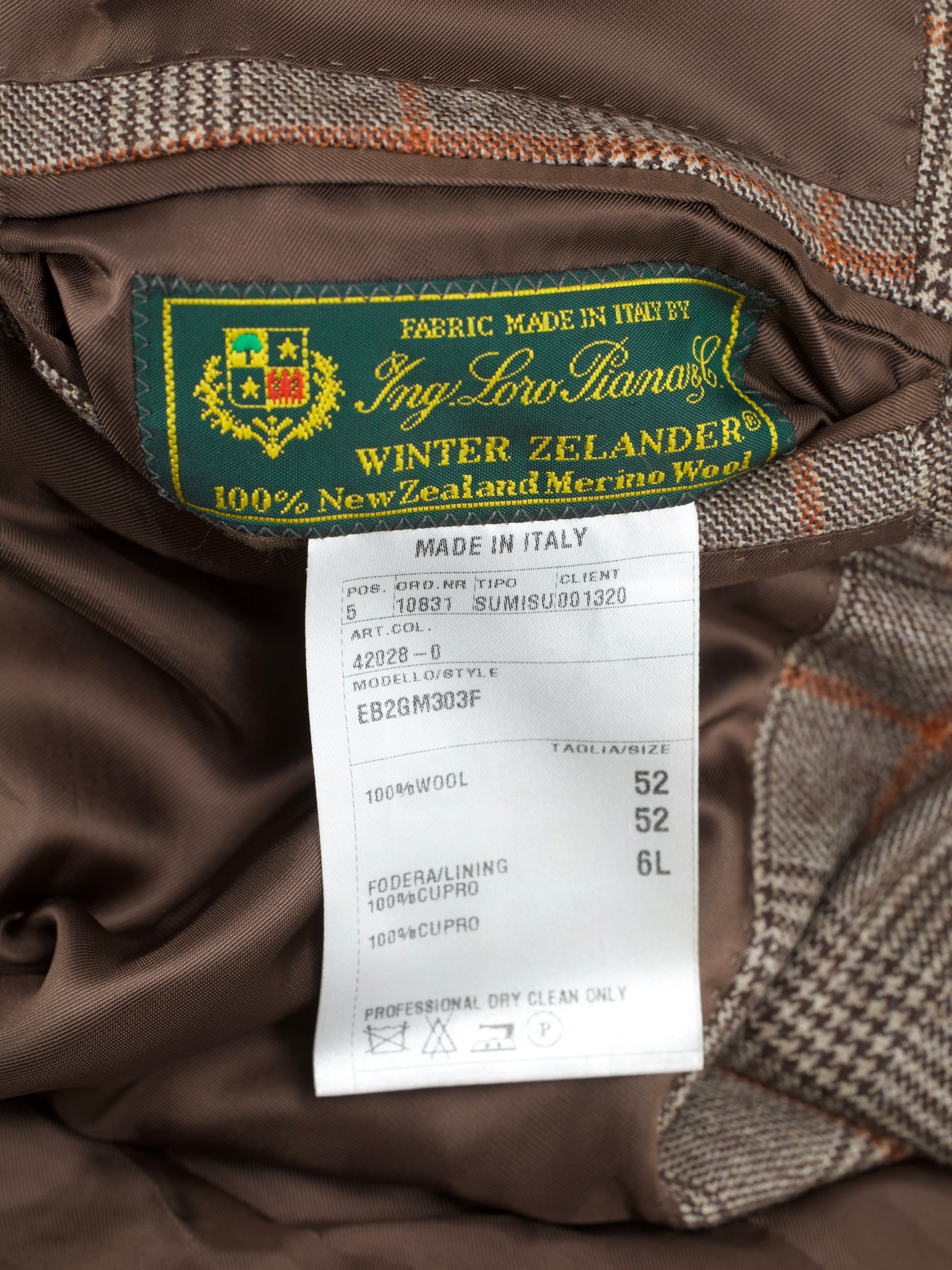 Caruso Brown & Burnt-Orange "Winter Zelander" Wool Prince of Wales Jacket
