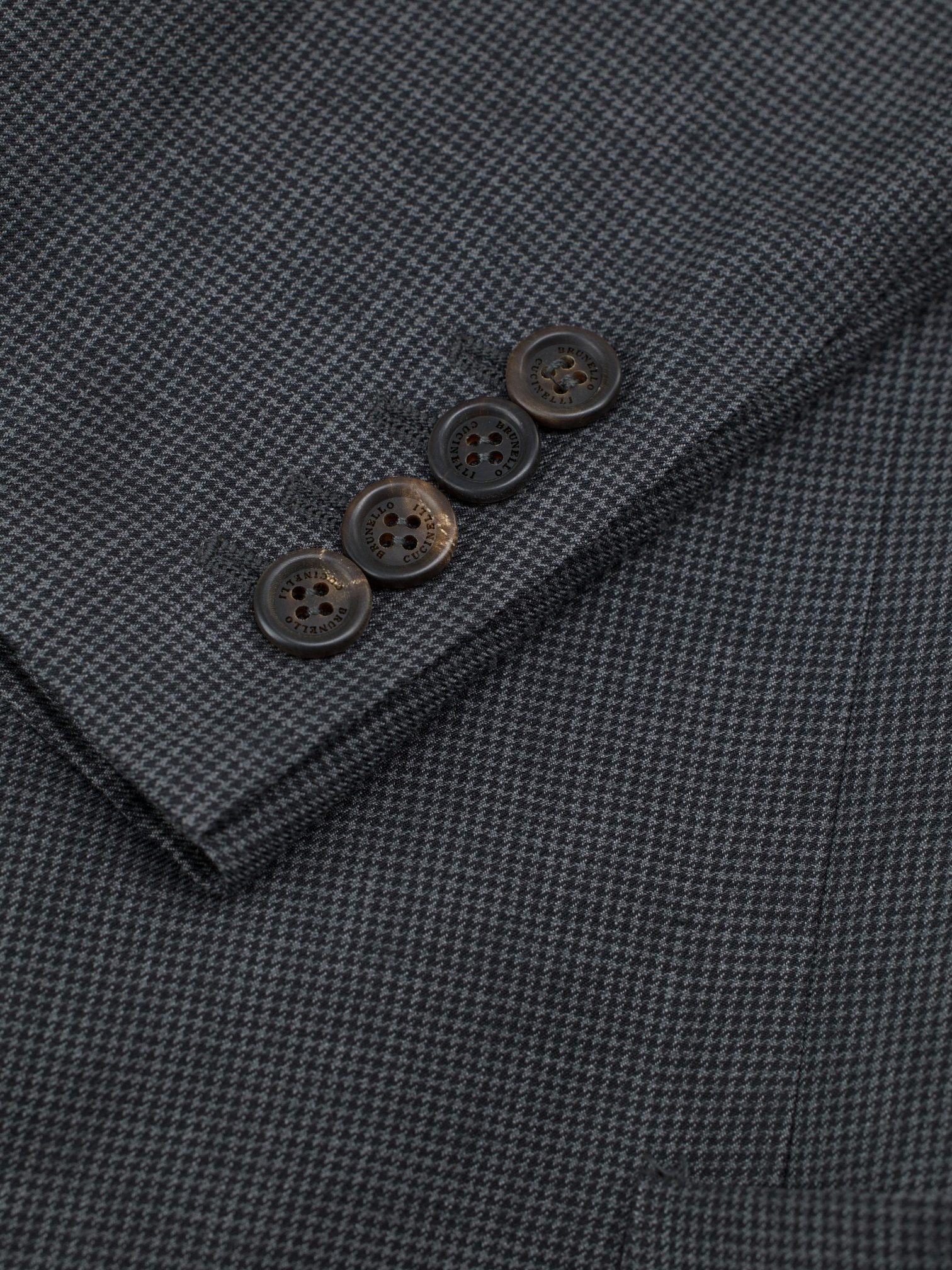 Brunello Cucinelli Warm Grey Wool, Linen & Silk Puppytooth Jacket