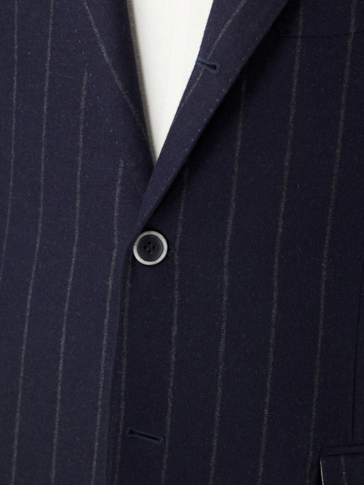 Brunello Cucinelli Navy Wool & Cashmere Elbow-Patch Chalkstripe Jacket