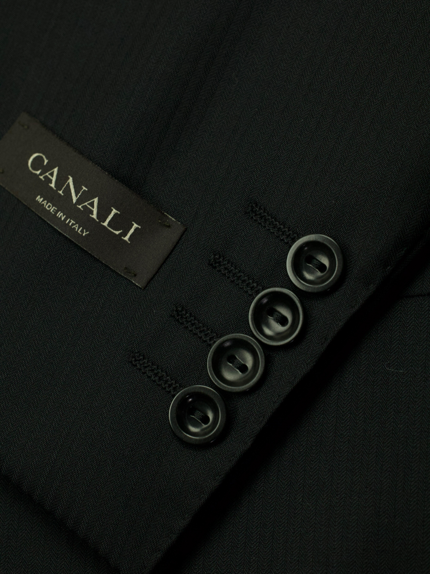 Canali Black & Grey Fine-Wool Traditional Micro-Herringbone Morning Suit