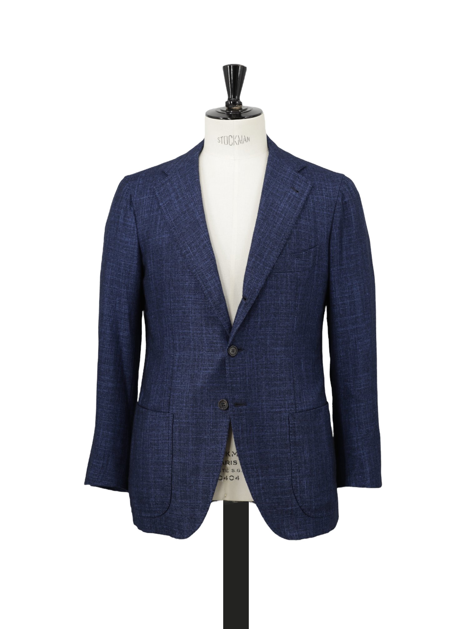 Orazio Luciano Blue Bicolor Silk & Cashmere Micro-Pattern Jacket