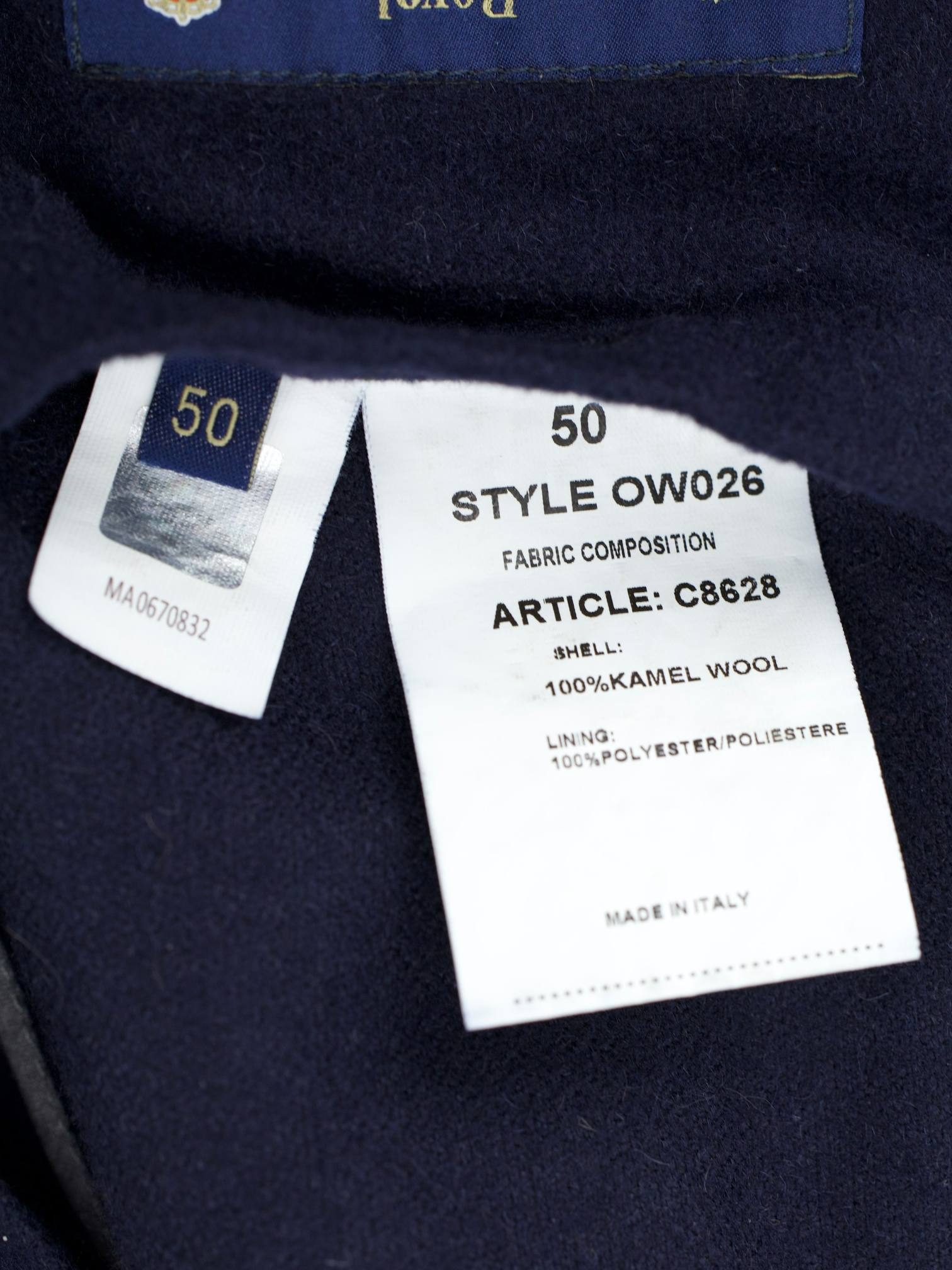 Luigi Borrelli Navy Pure Camel "Royal Collection" Carcoat