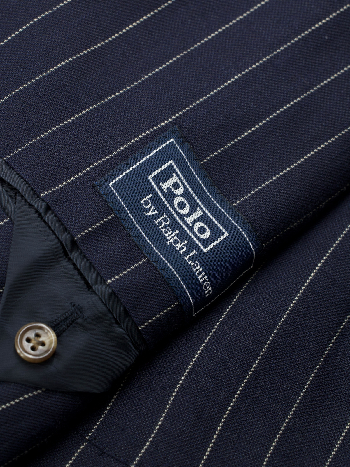 Ralph Lauren Navy Linen & Wool “Made in Italy” Pinstripe Jacket