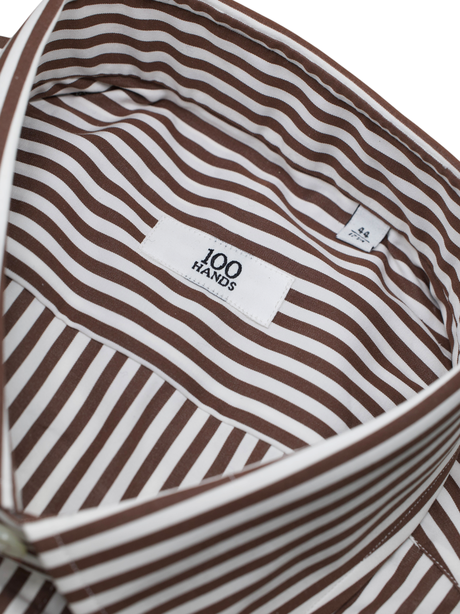 100 Hands White & Castagne Brown Bengal-Stripe Shirt