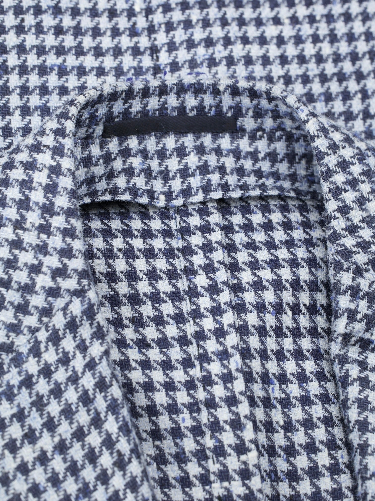 Cesare Attolini Indigo Blue Silk & Wool Bouclé Houndstooth Jacket