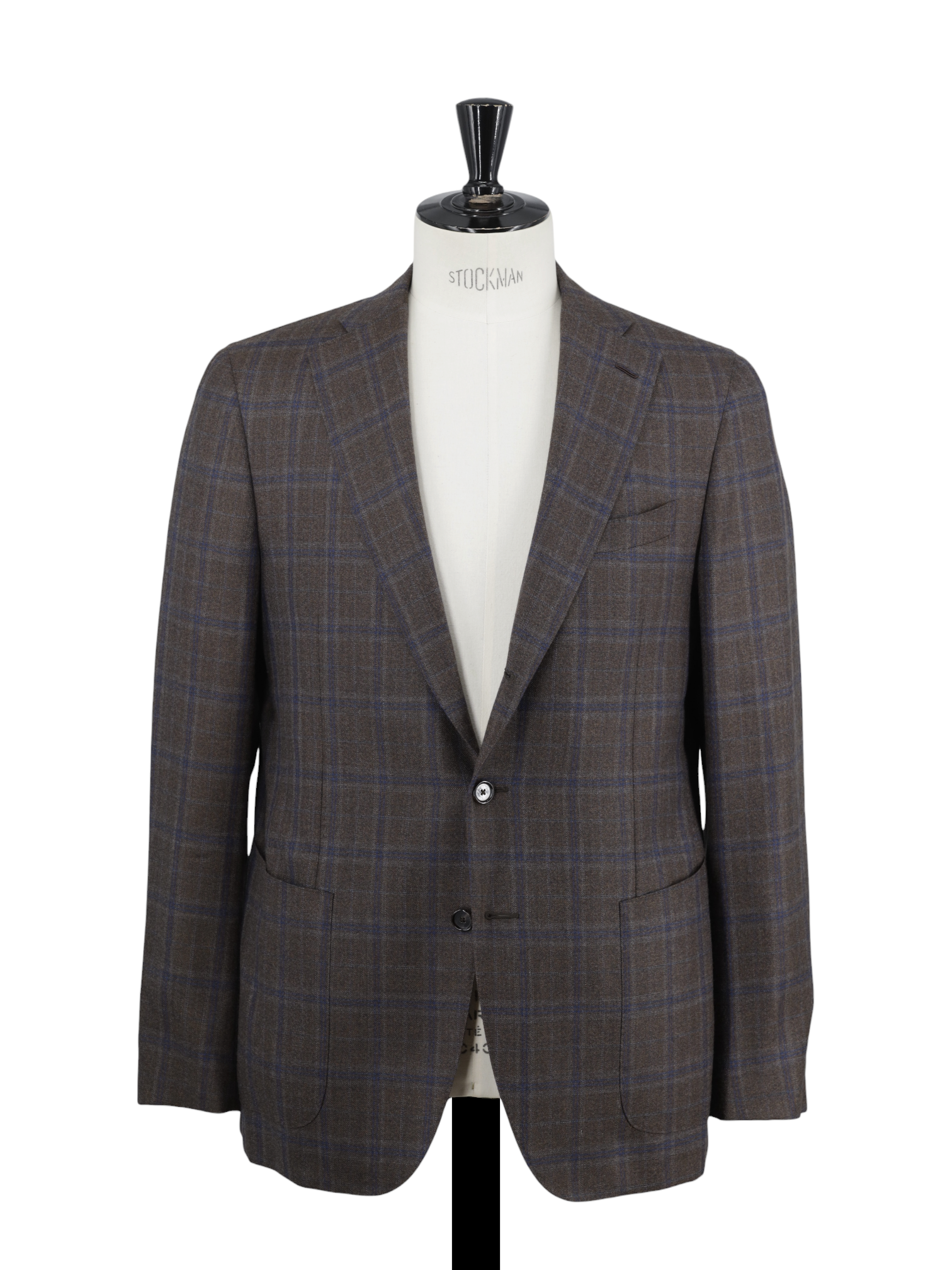 Caruso Brown & Blue Pure-Wool Windowpane Jacket