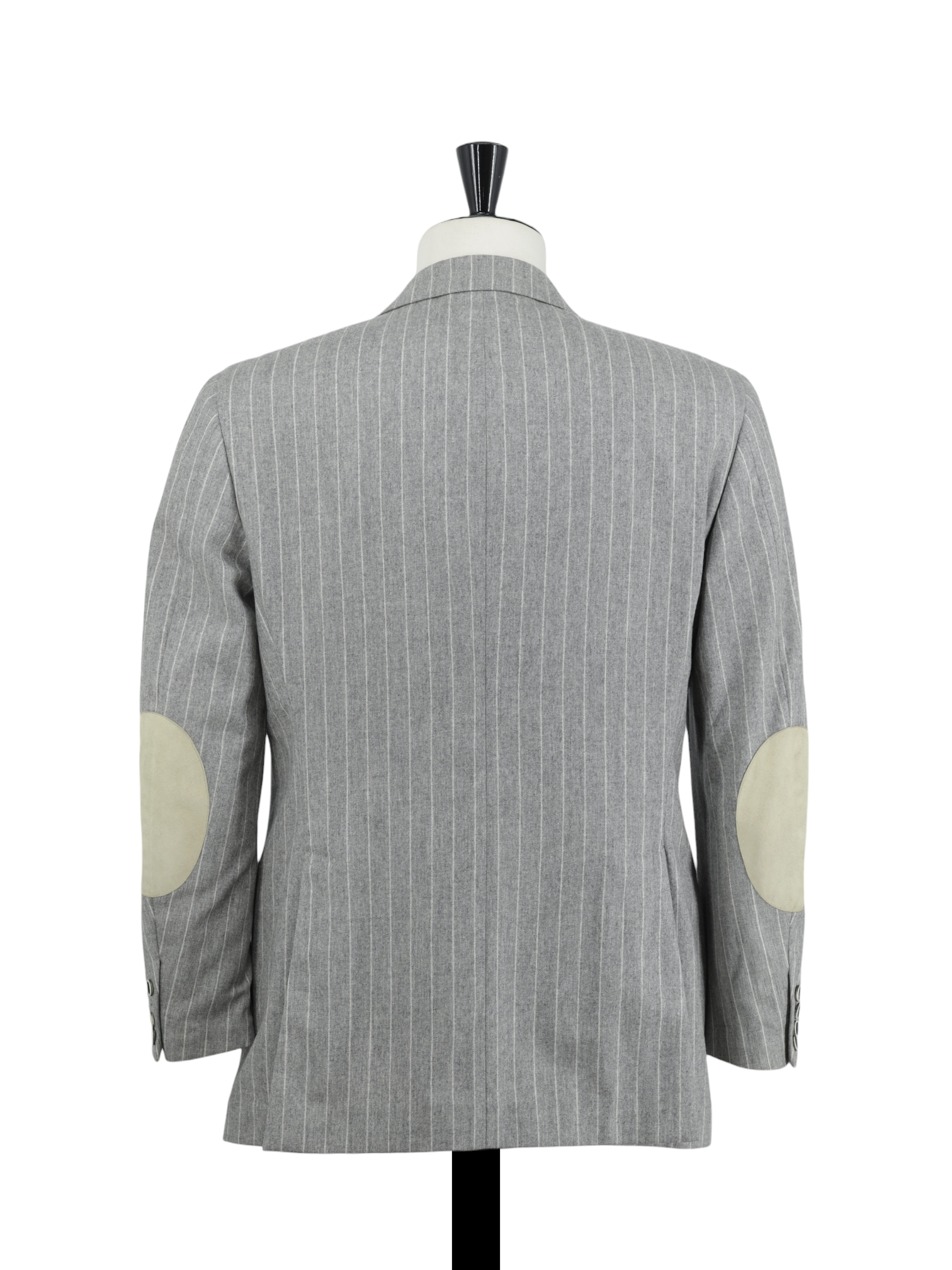 Brunello Cucinelli Grey Wool & Cashmere Elbow-Patch Pinstripe Jacket