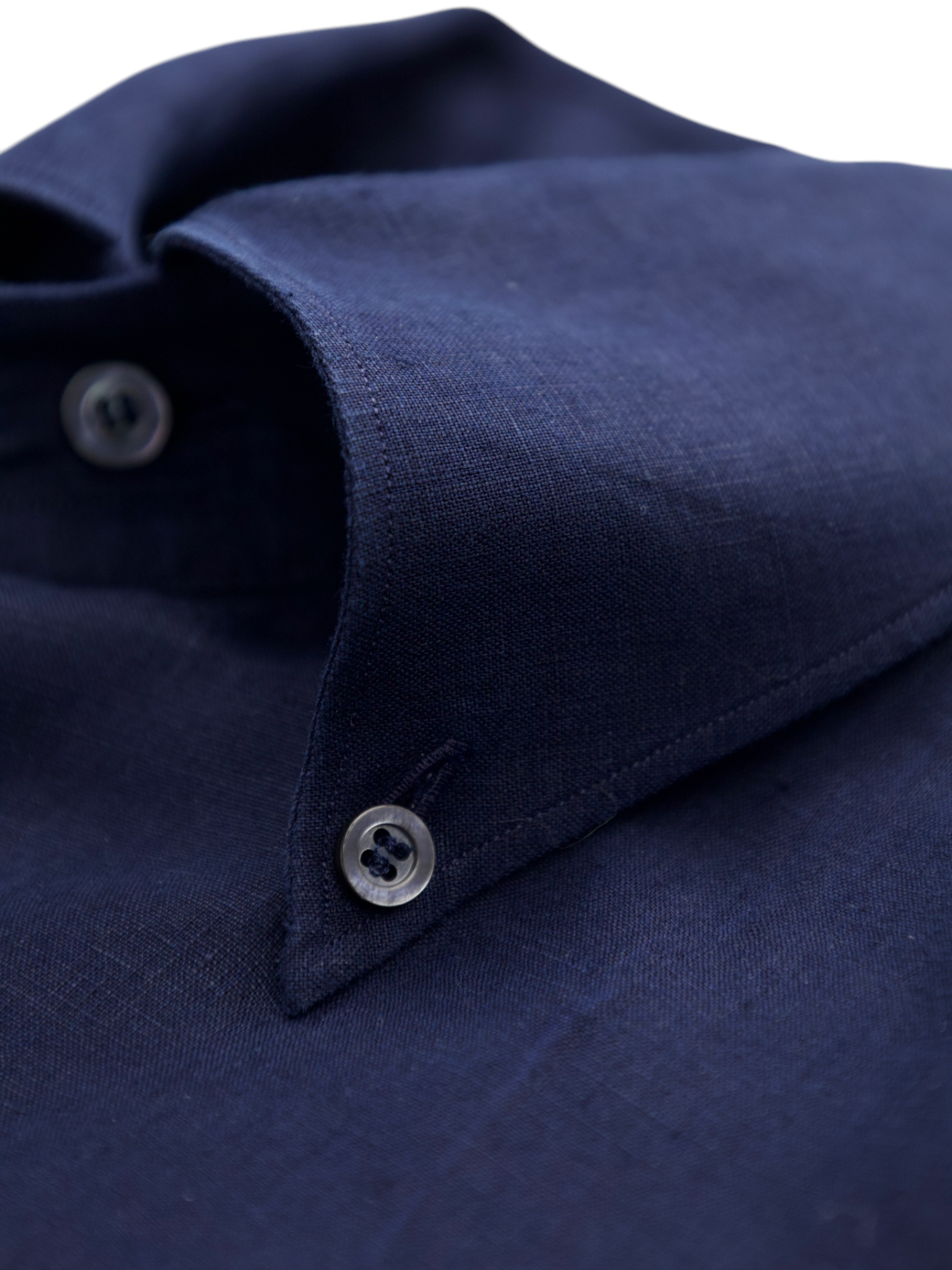 Fray Navy Linen Button-Down Collar Shirt