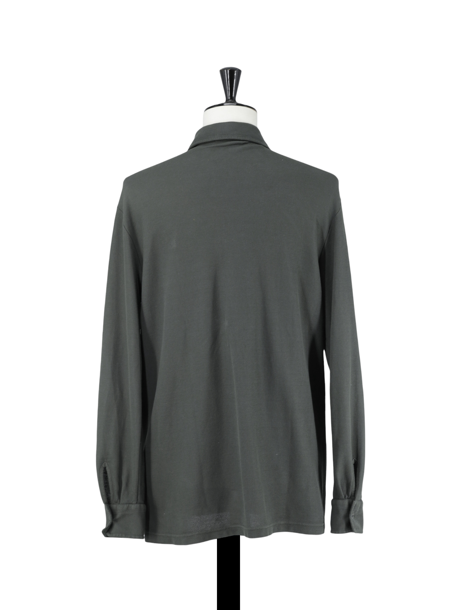Loro Piana Olive Green Cotton Piqué Long-Sleeve Pop-Over Shirt