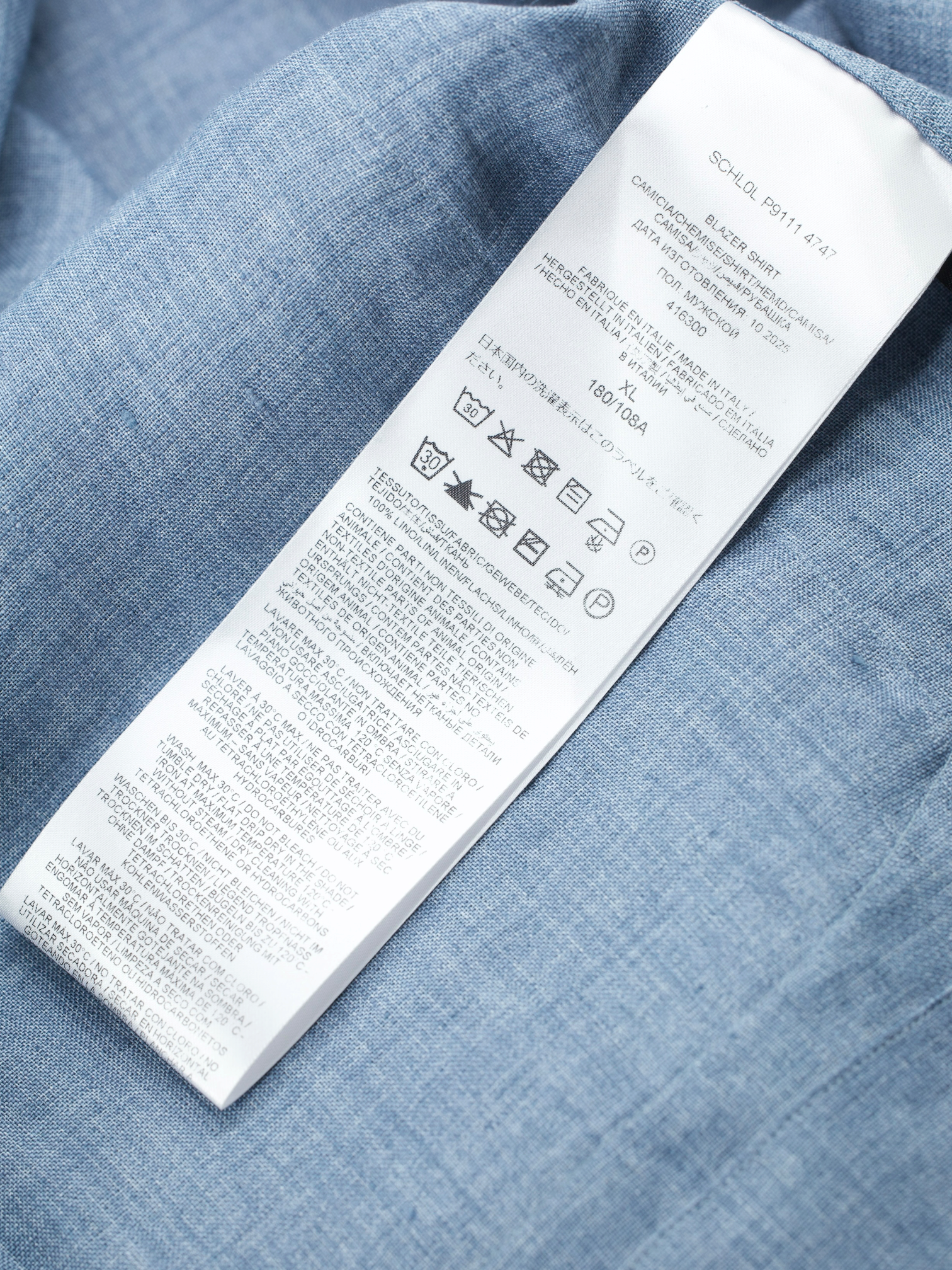 Brioni Azzurro Blue Linen Camp-Collar Shirt Jacket