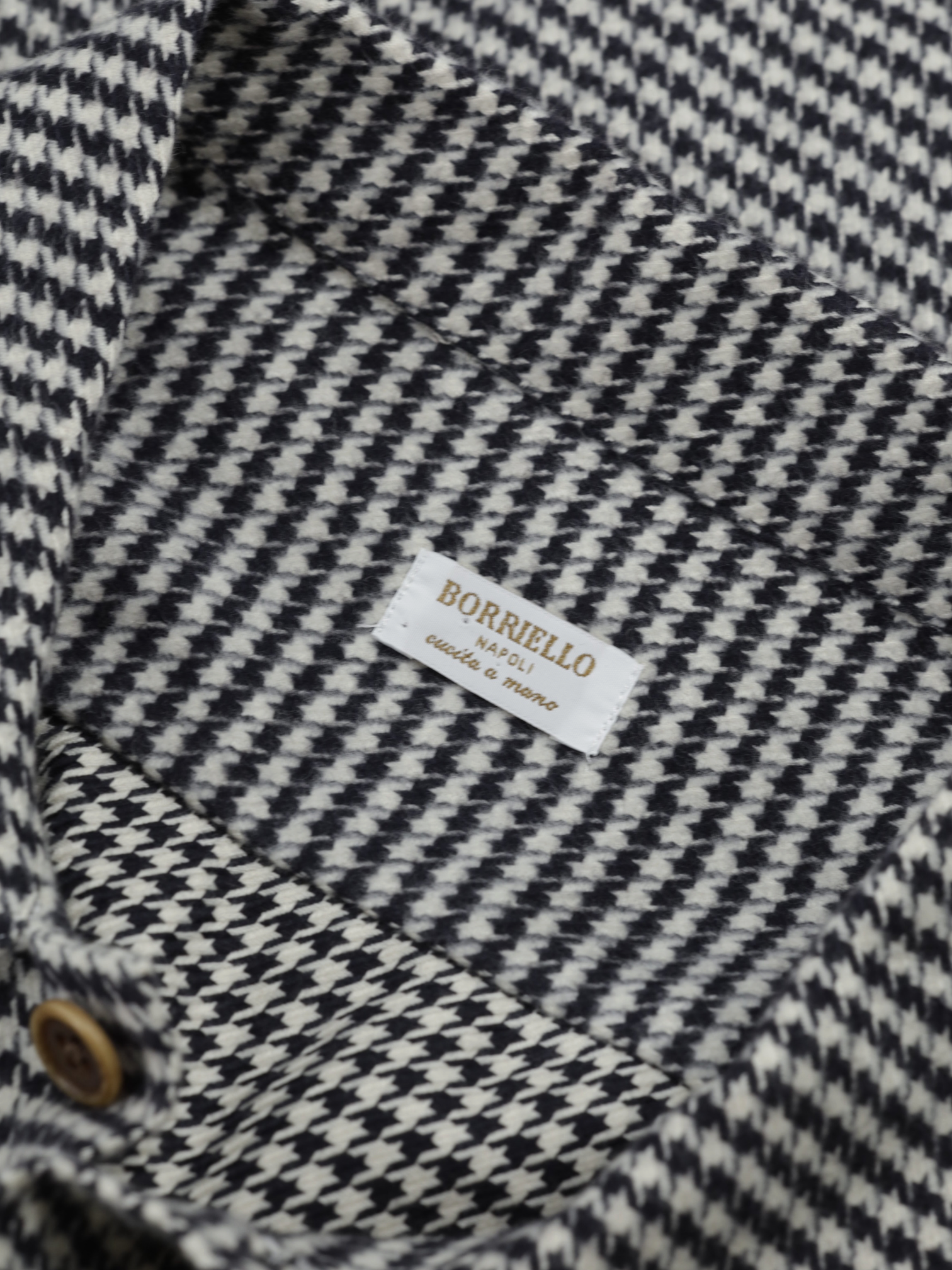 Borriello Black & White Heavyweight Cotton-Flannel Pied de Poule Overshirt