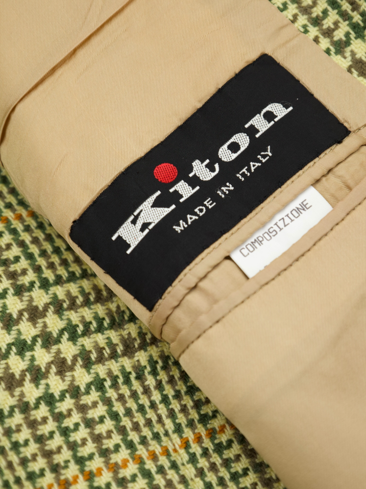 Kiton Moss Green Pure Cashmere Prince of Wales Check Jacket