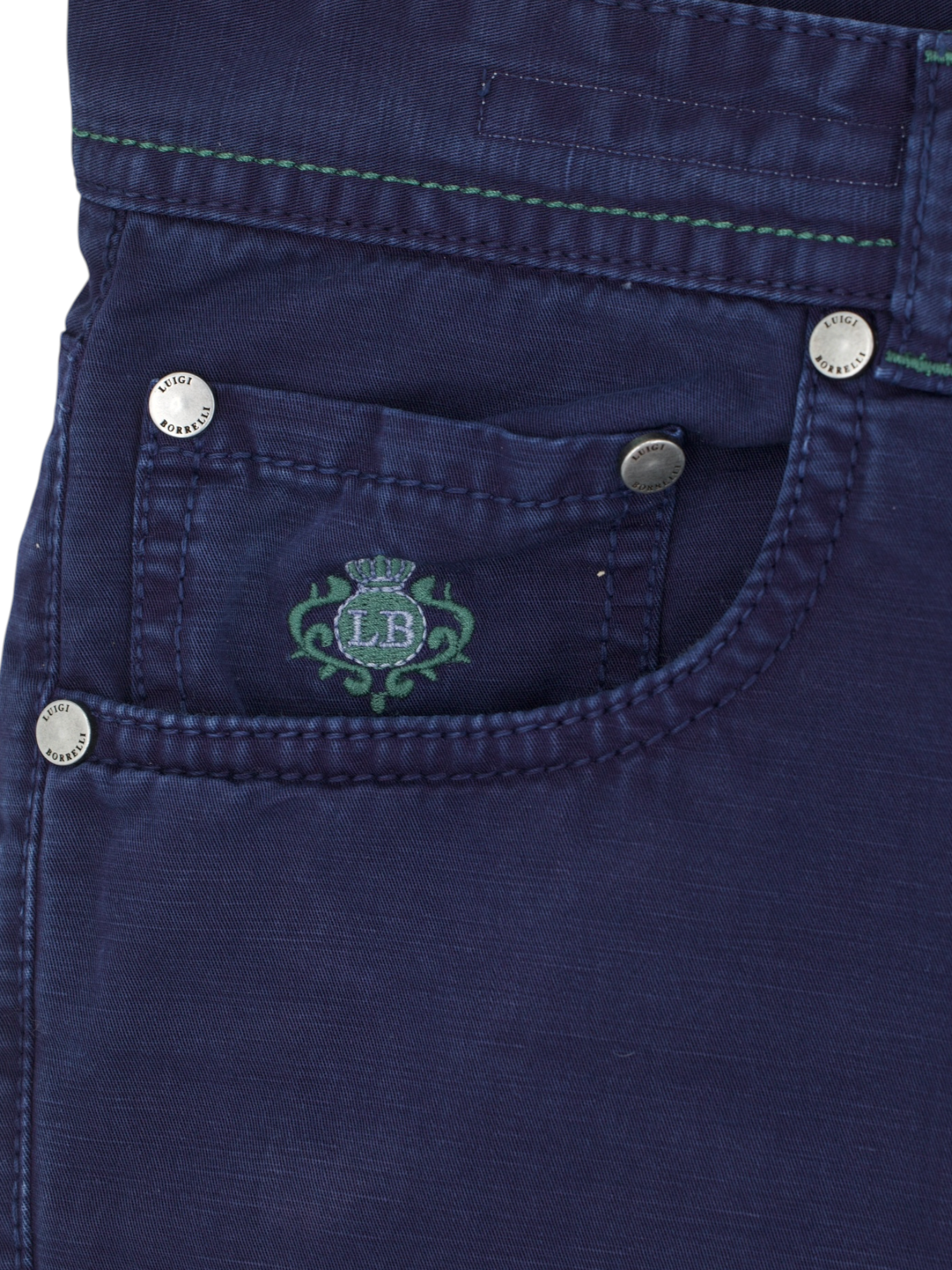 Luigi Borrelli Dark Blue 5-Pocket Cotton & Elastane Chino