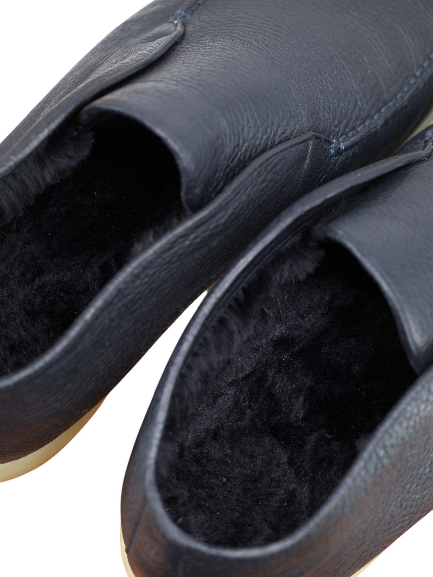 Loro Piana Navy Elk Leather & Castorino-Fur Lining Open Walk Ankle Boot
