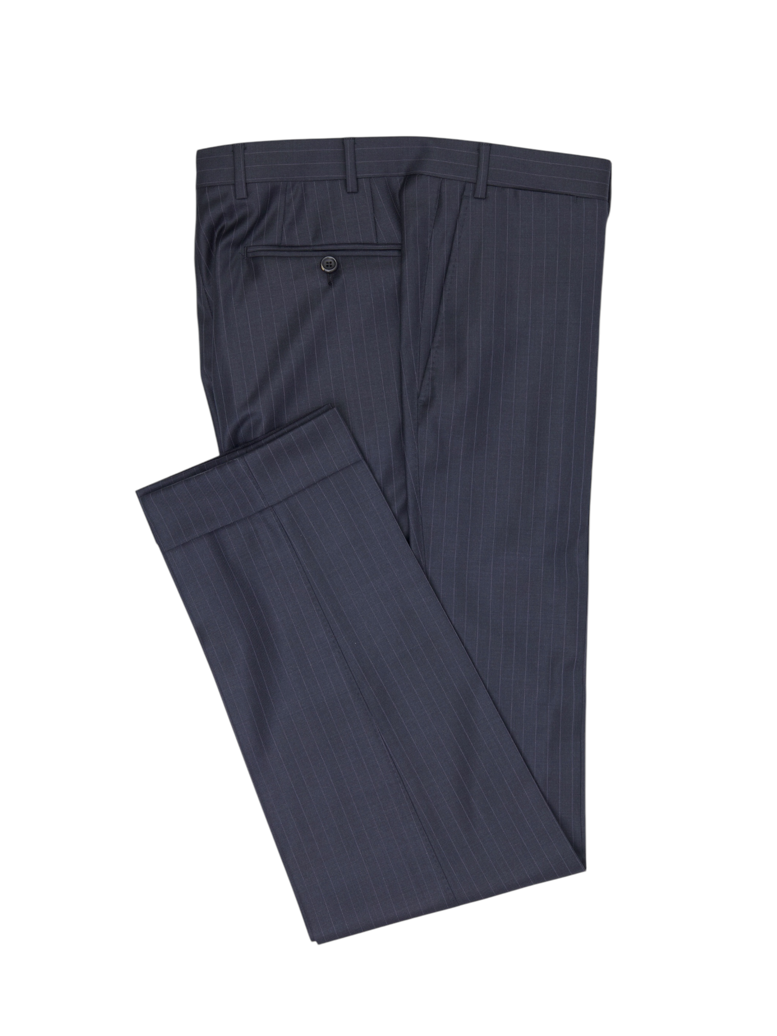 Canali Charcoal Extrafine Wool Pinstripe Trousers