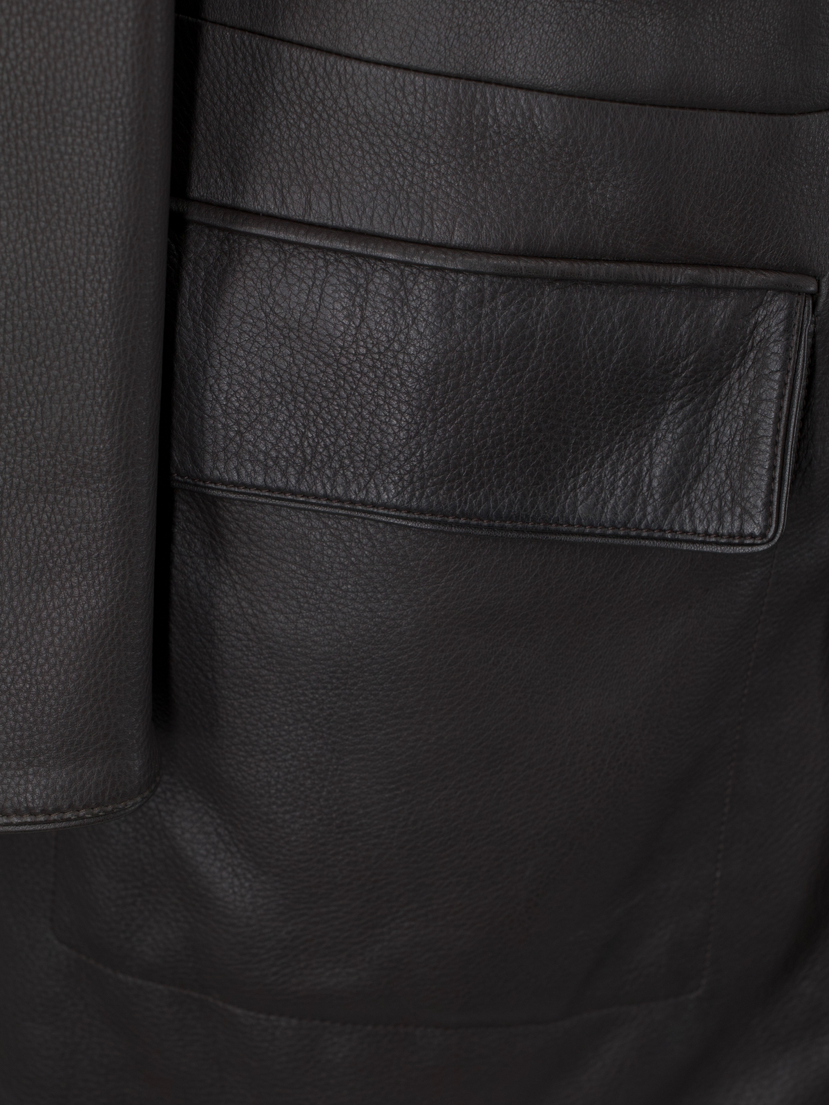 Brioni Dark Brown Deerskin Grain Leather Coat