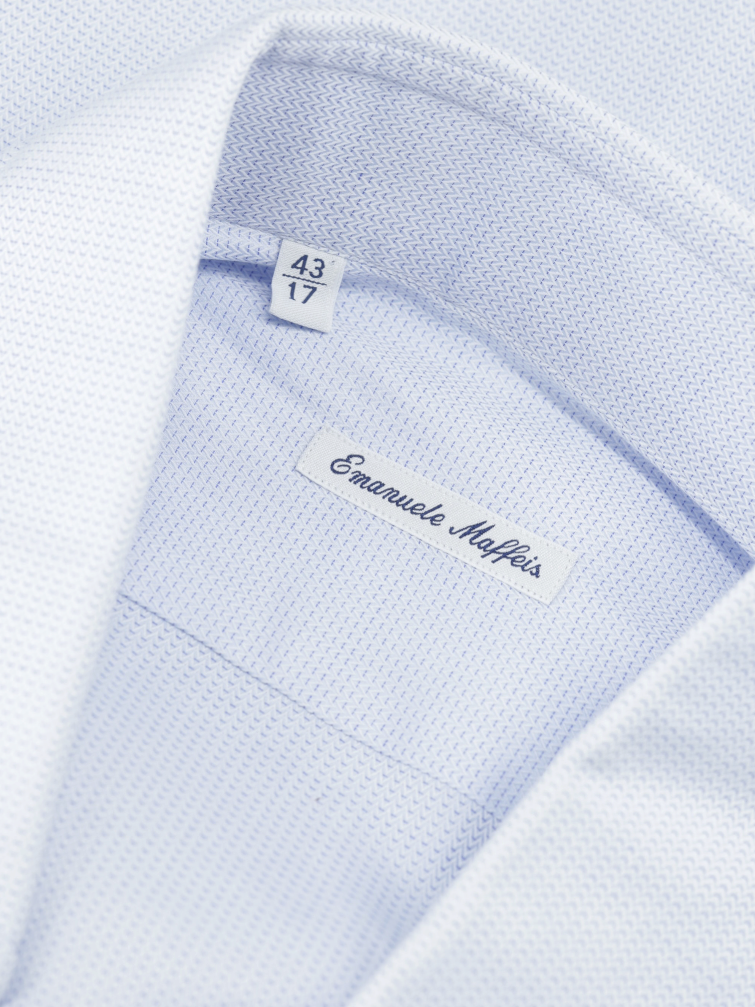 Emanuele Maffeis Light Blue Cotton Geometic-Pattern Shirt