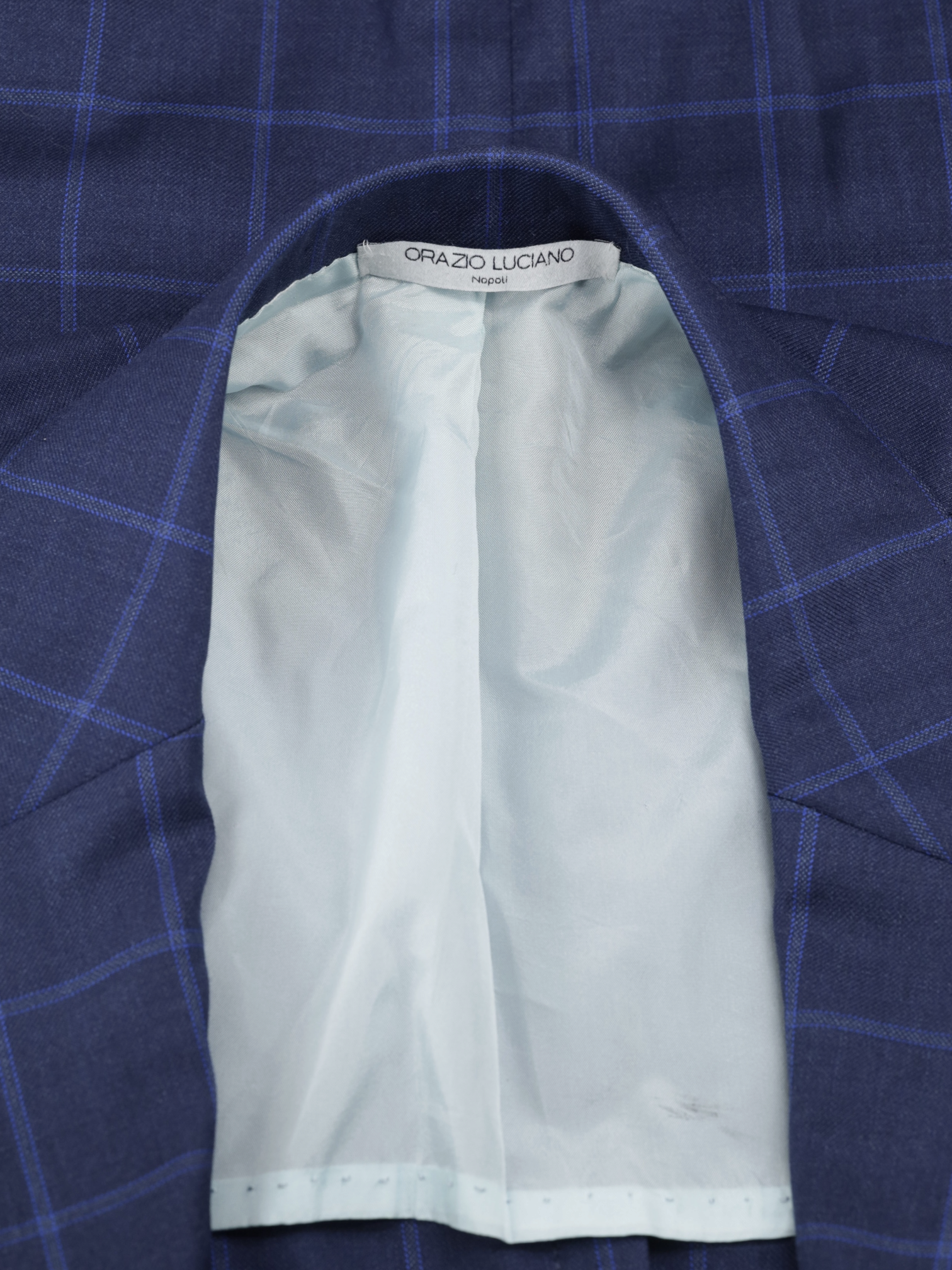 Orazio Luciano Navy & Royal Blue Fine-Wool Windowpane Jacket
