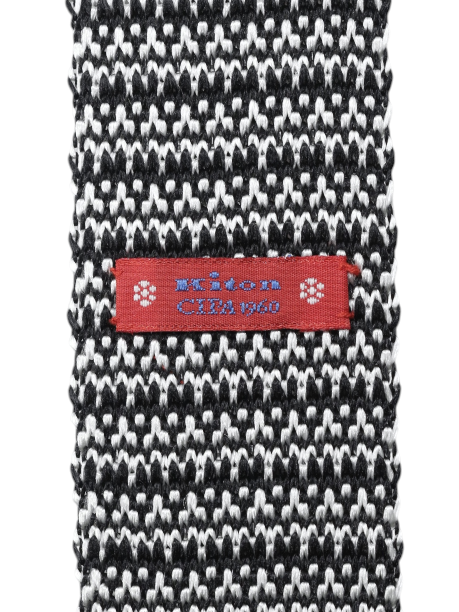 Kiton Black & White Knitted Silk "Cipa 1960" Tie