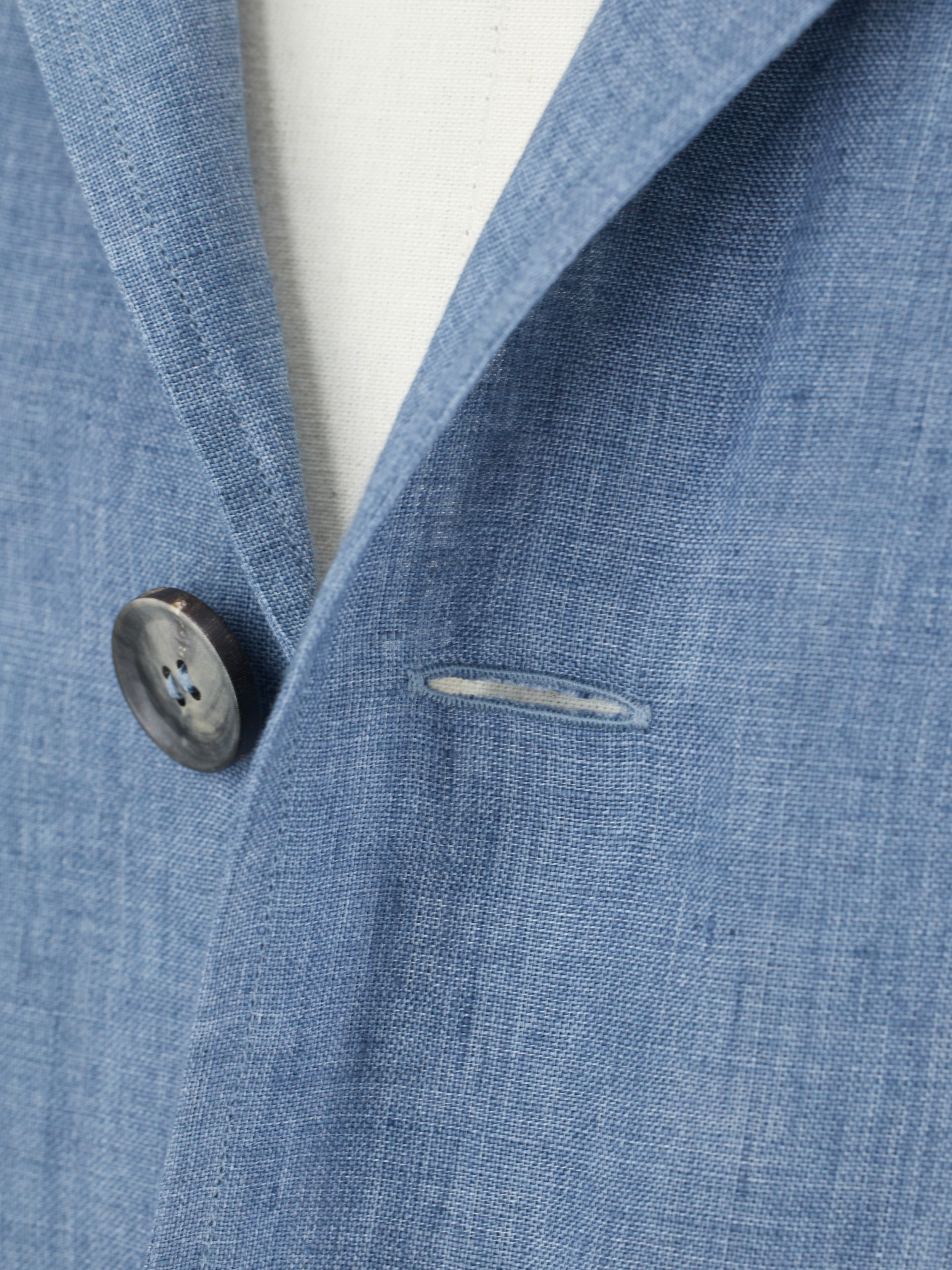 Brioni Azzurro Blue Linen Camp-Collar Shirt Jacket