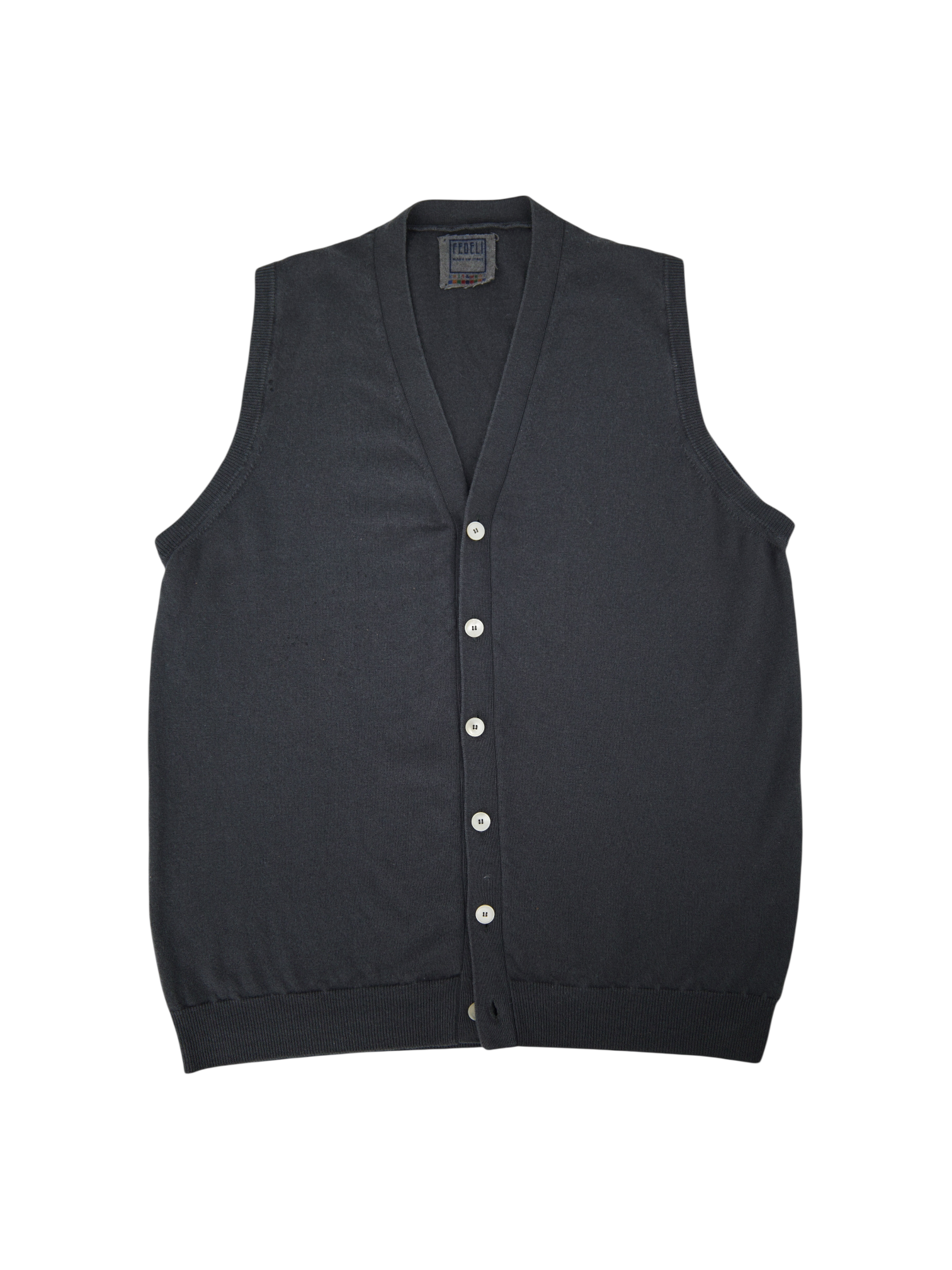 Fedeli Mouse Grey Pure Wool Jersey-Knitted Vest