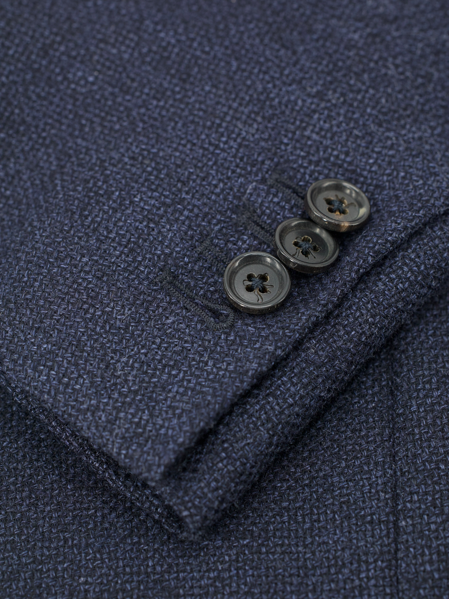 Isaia Blue Wool, Silk, Linen & Cashmere Micro-Structure Jacket
