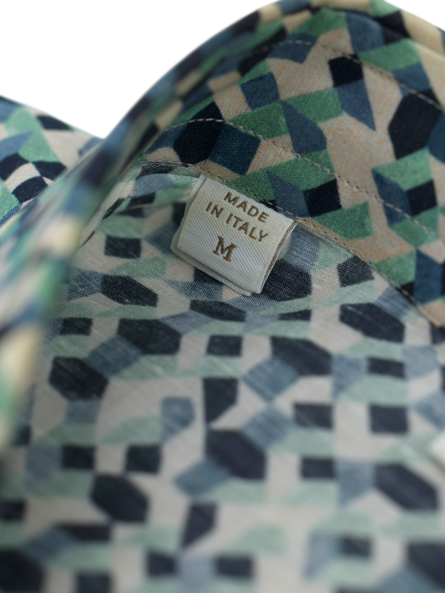 Brioni White Multicolor Linen & Cotton Geometric Pattern Summer Shirt