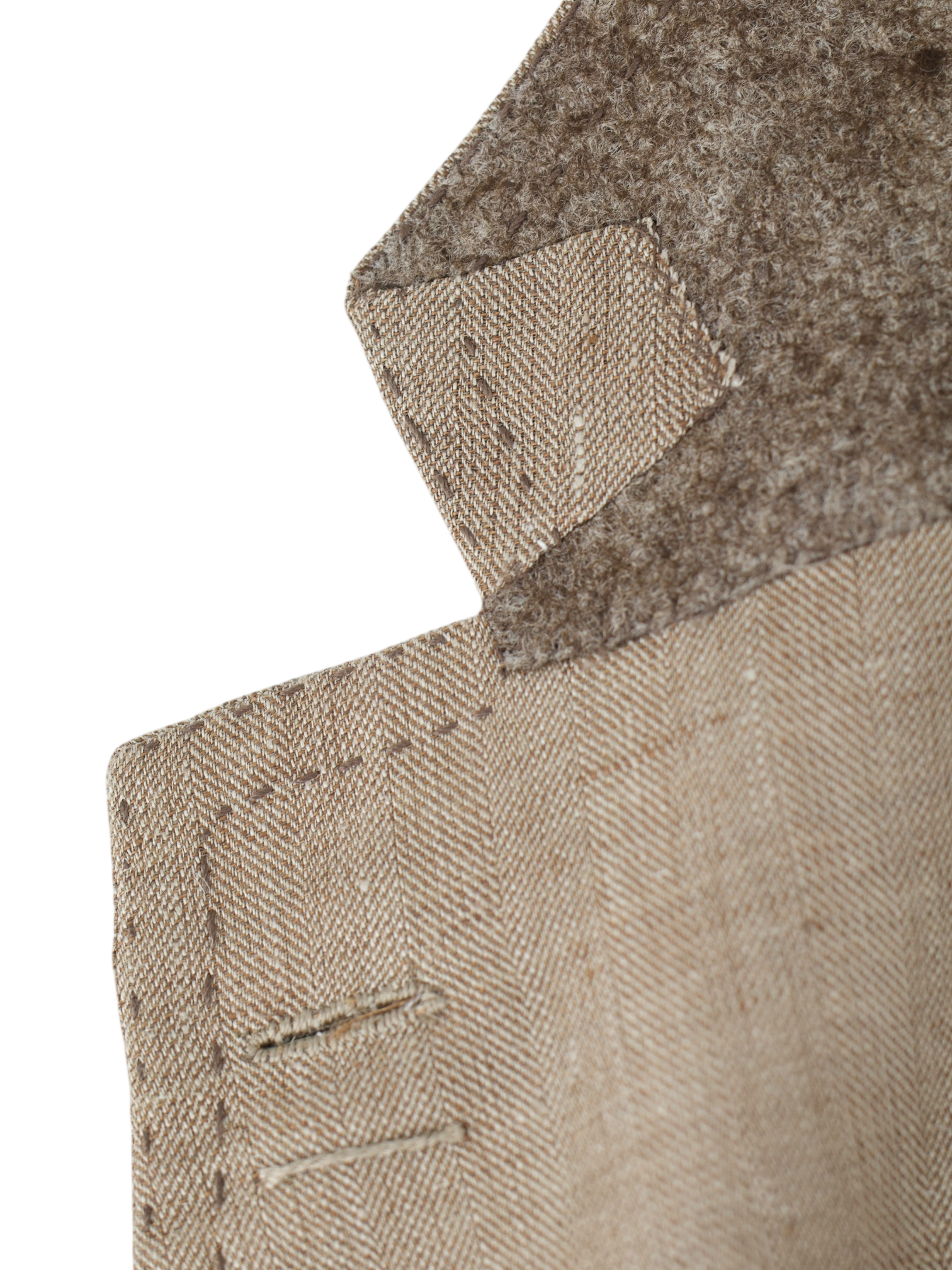 Cesare Attolini Light Brown Linen, Wool & Silk Herringbone Summer Jacket