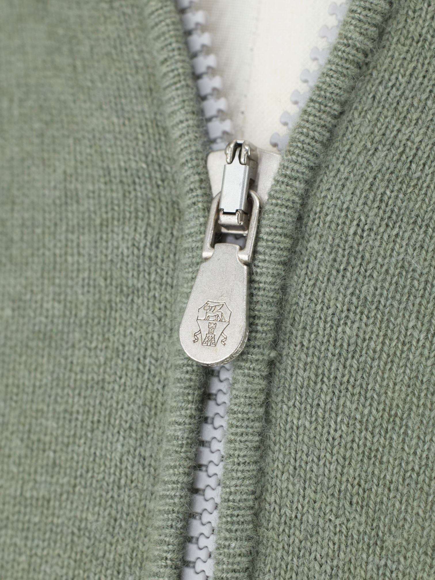 Brunello Cucinelli Sage Green Cashmere Half-Zip Sweater