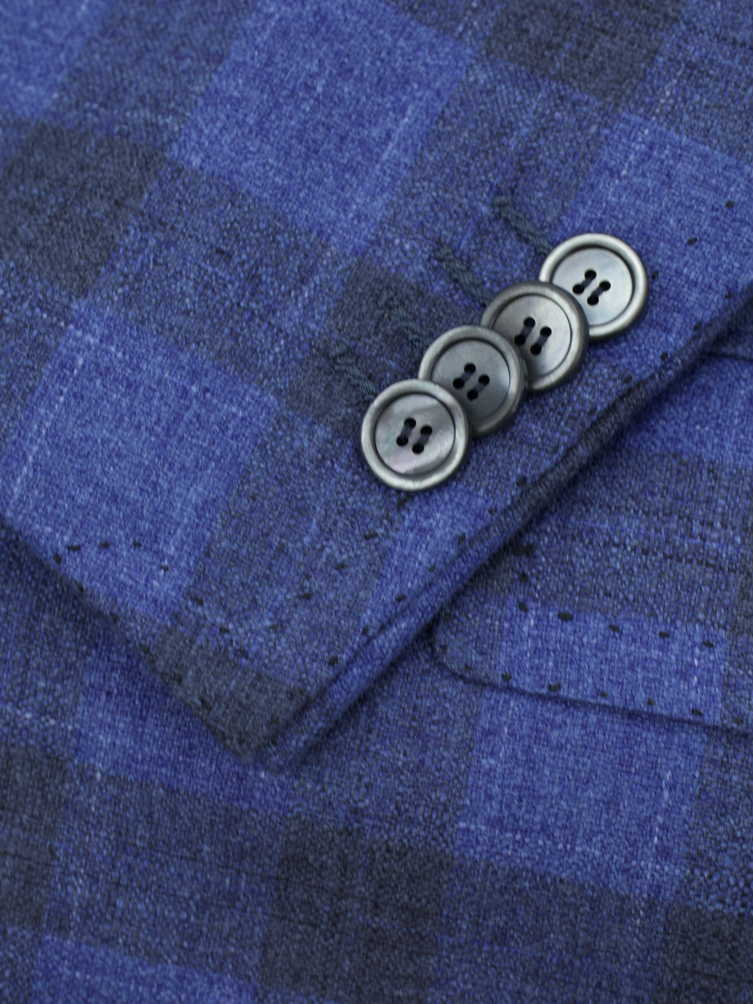 Cesare Attolini Azure Blue Silk & Cashmere Check Jacket