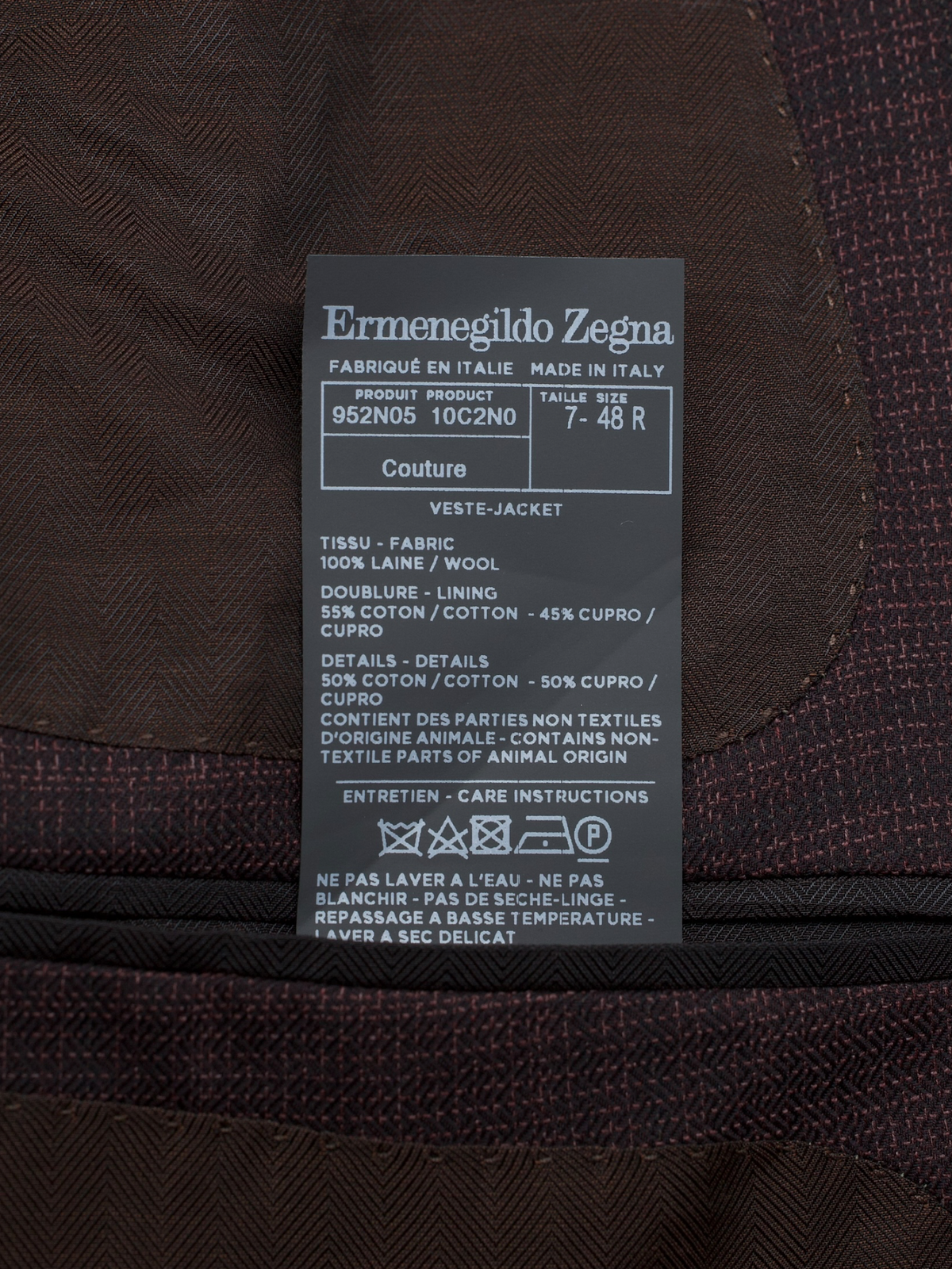 Ermenegildo Zegna Couture Burgundy "Centoventimila" Wool Checkered Jacket