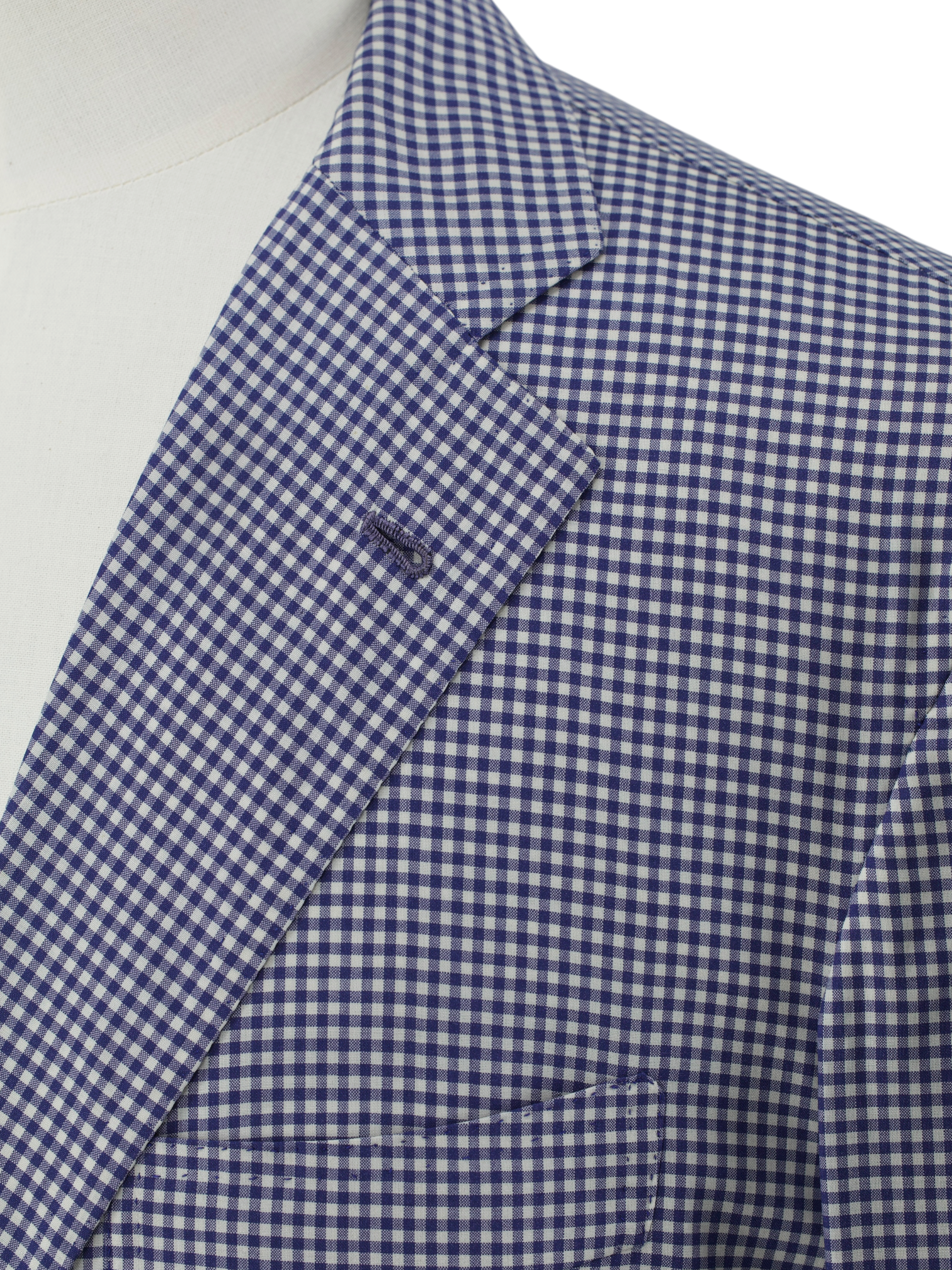 Orazio Luciano Blue & White Lightweight-Wool Gingham-Check Jacket