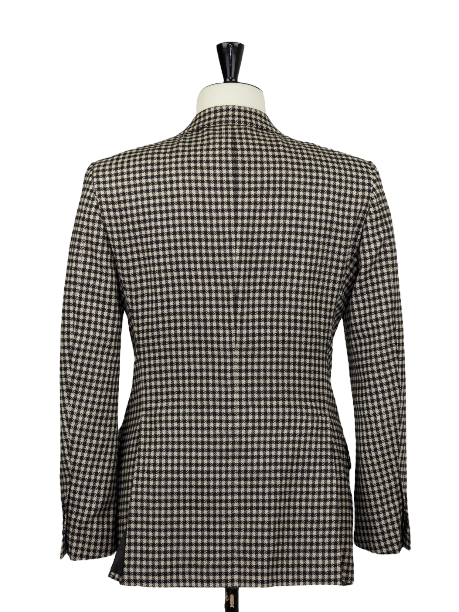 Tom Ford Ecru & Black Wool, Silk & Camel Gingham-Check Windsor Jacket