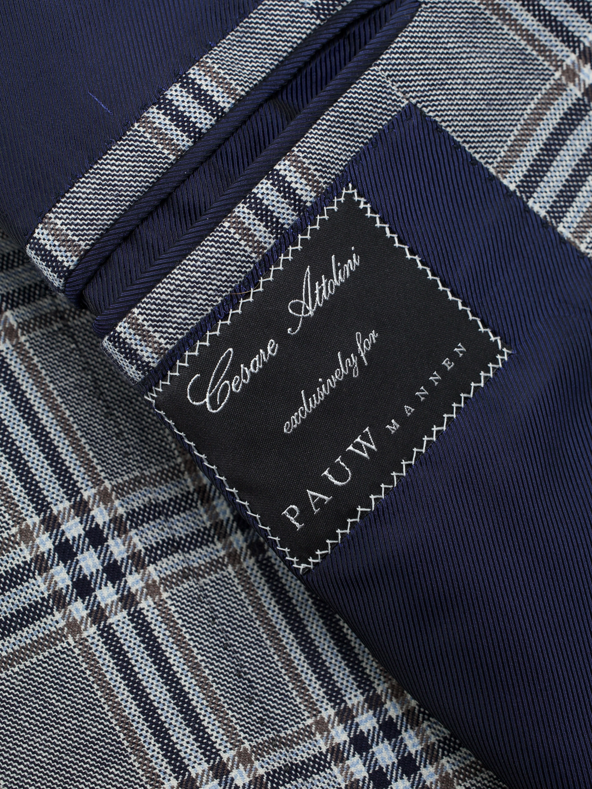 Cesare Attolini Taupe Super 140's, Silk & Linen Windowpane Jacket