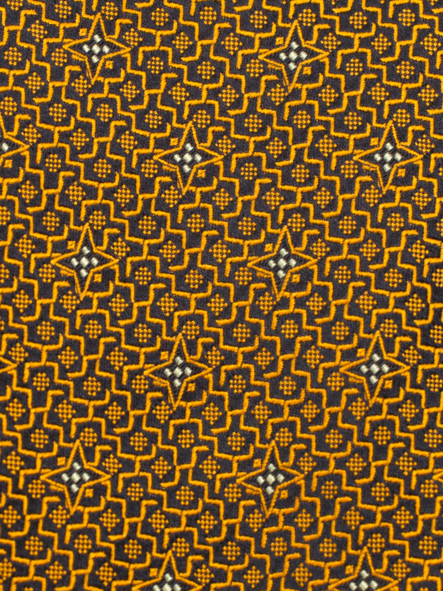 Kiton 5-Fold Orange Vintage Silk Geometric Star-Pattern Tie