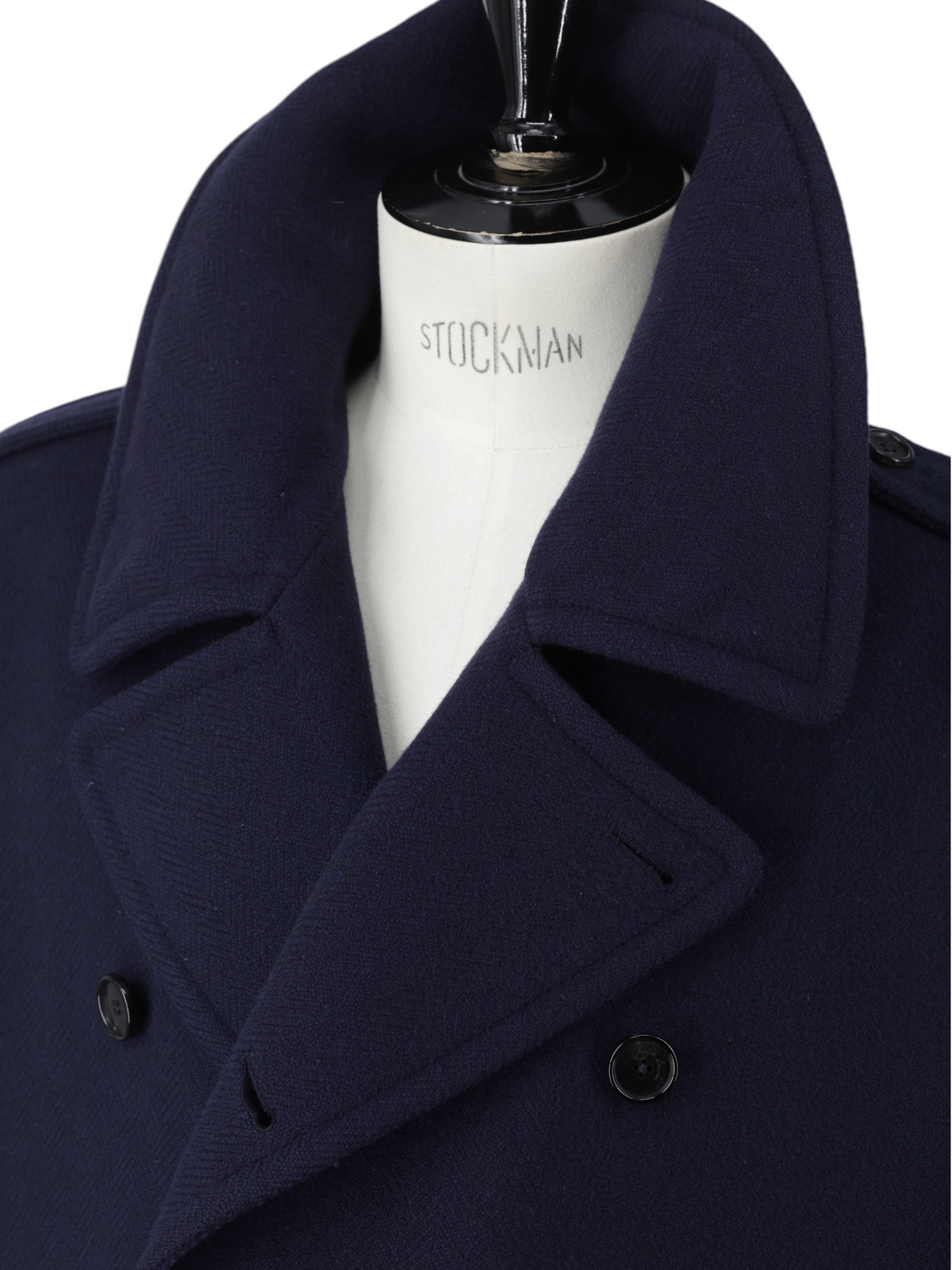 Ralph Lauren Purple Label Navy Wool Herringbone Italian-Made Peacoat