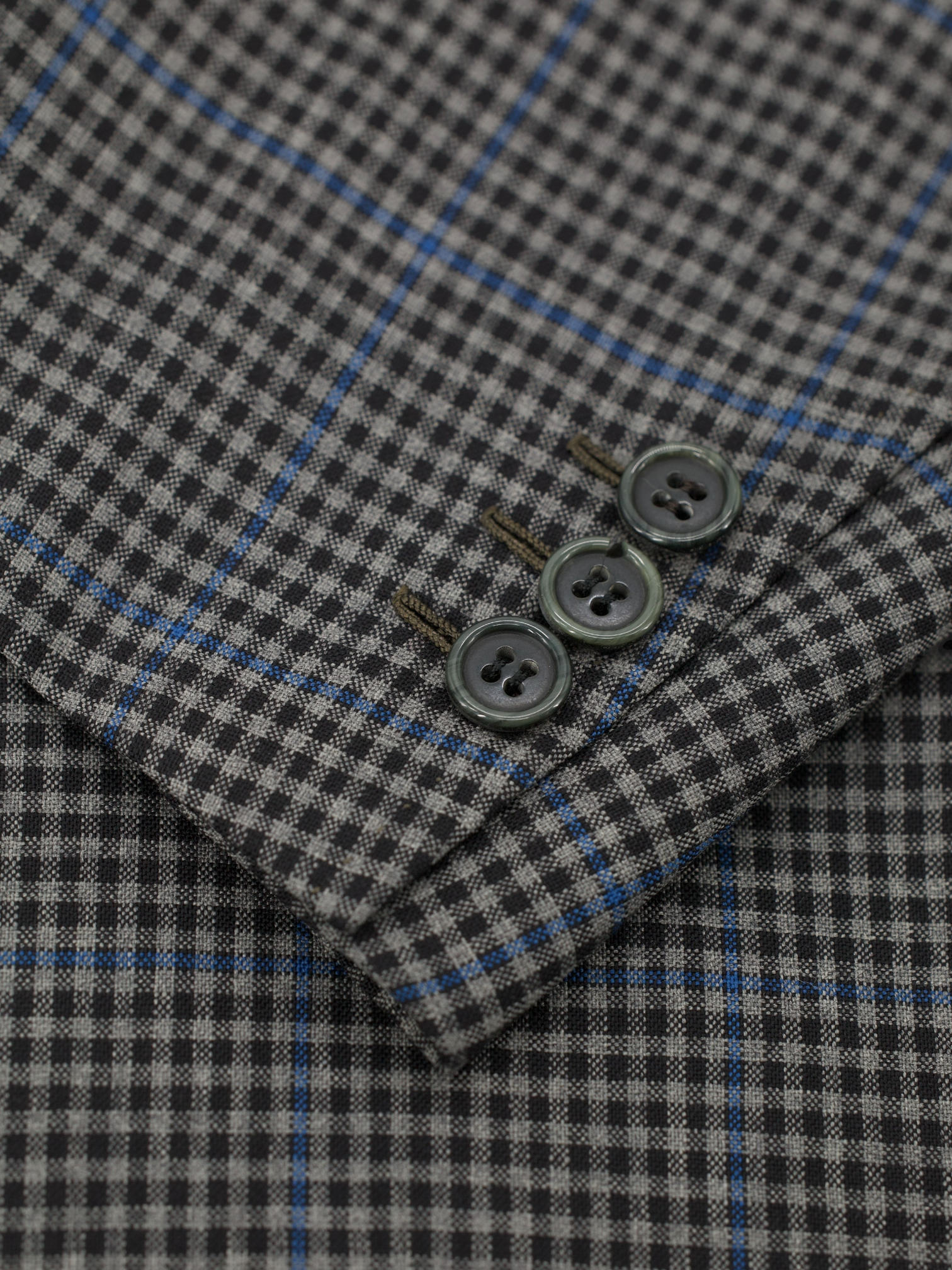 Brioni Vintage Grey & Light Blue Wool Windowpane Jacket