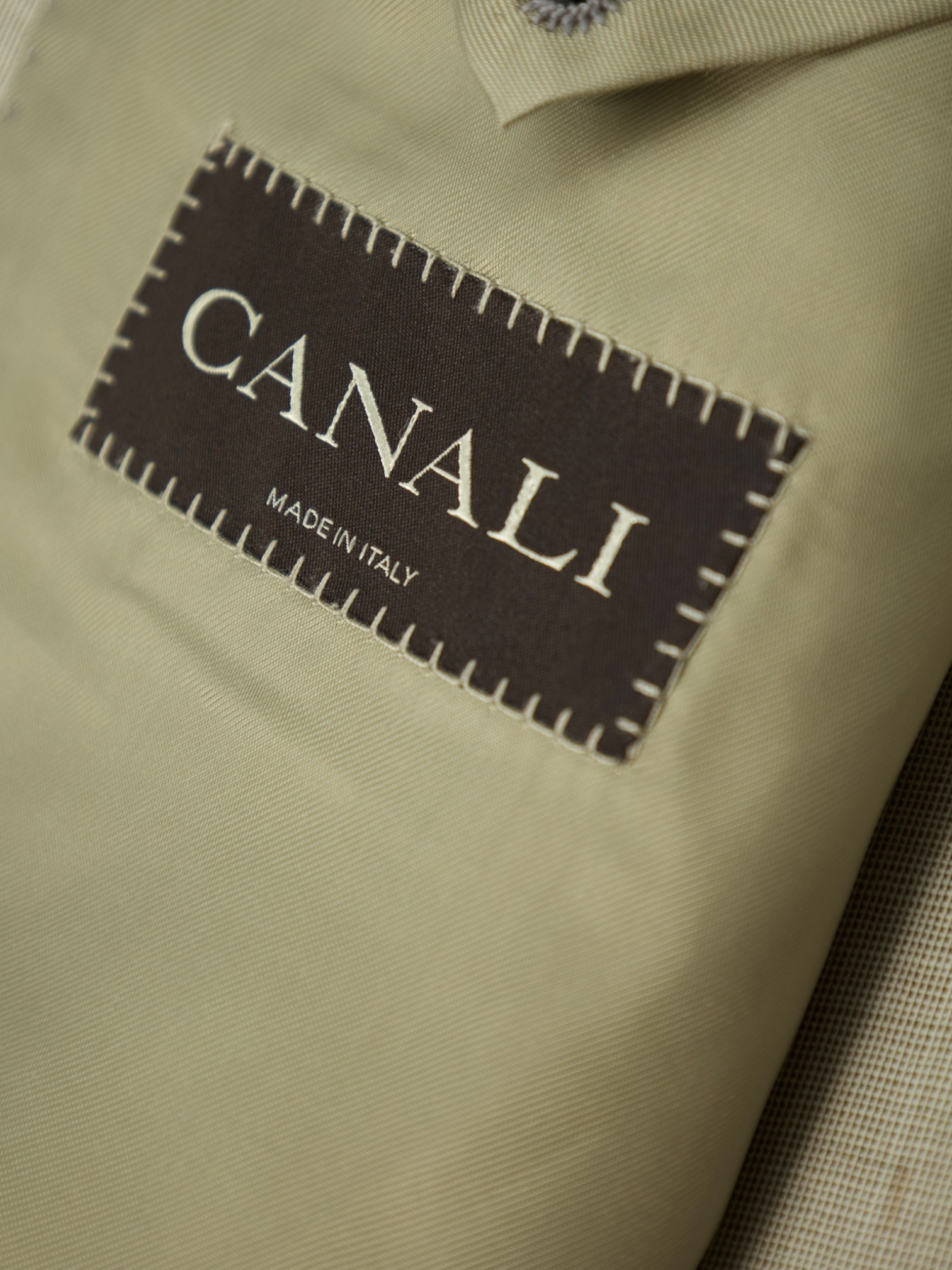 Canali Taupe Travel Wool Shadow-Check Suit