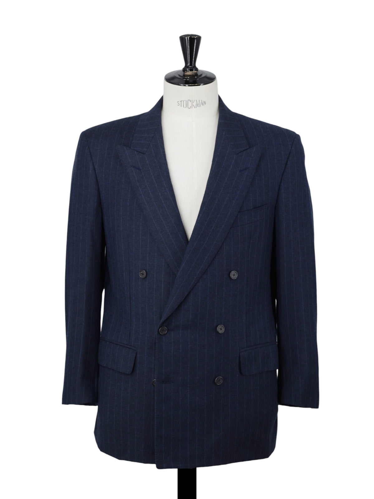 Ermenegildo Zegna Vintage Dark Blue Wool & Cashmere Double Breasted Pinstripe Suit