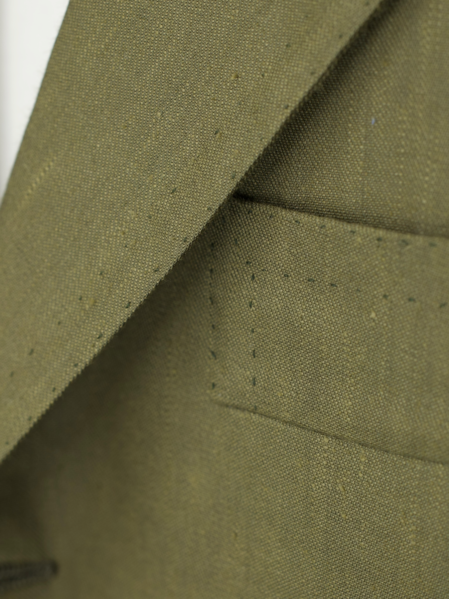 Cesare Attolini Khaki Green Linen & Wool Unlined Summer Jacket