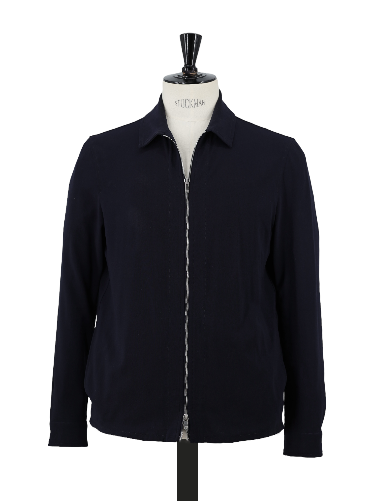 Marco Pescarolo Navy Wool-Stretch Zip-Up Blouson Jacket