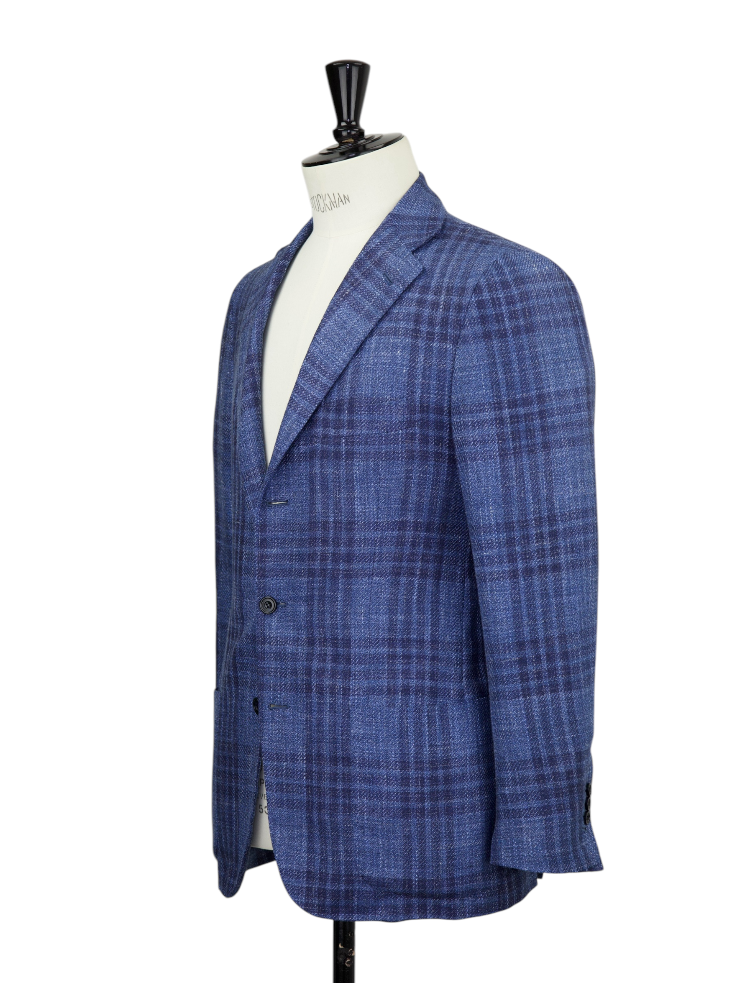 Kiton Sapphire Blue Cashmere, Wool, Silk & Linen Glencheck Jacket