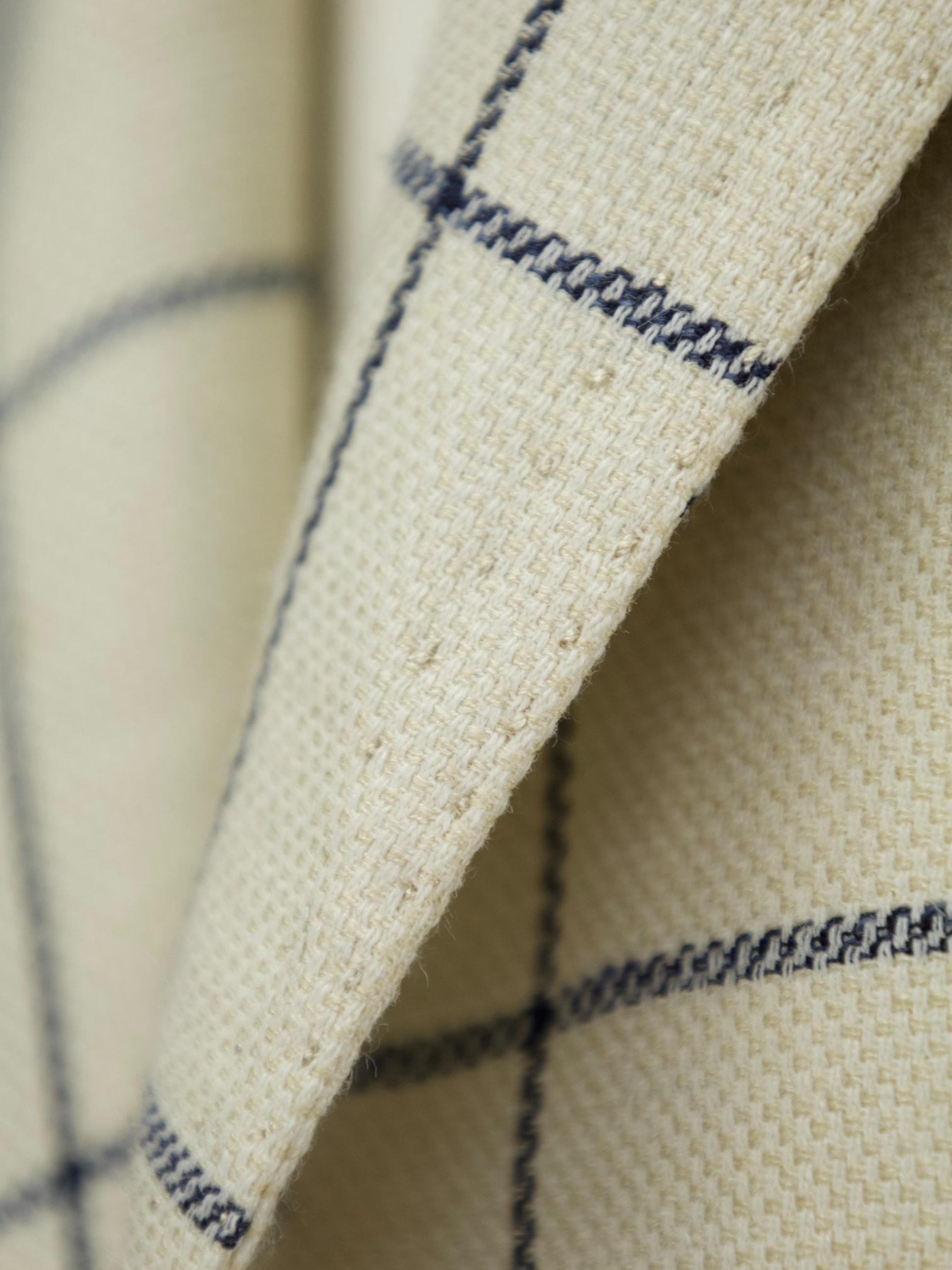 Cesare Attolini Offwhite Wool, Silk & Linen Hopsack Windowpane Jacket