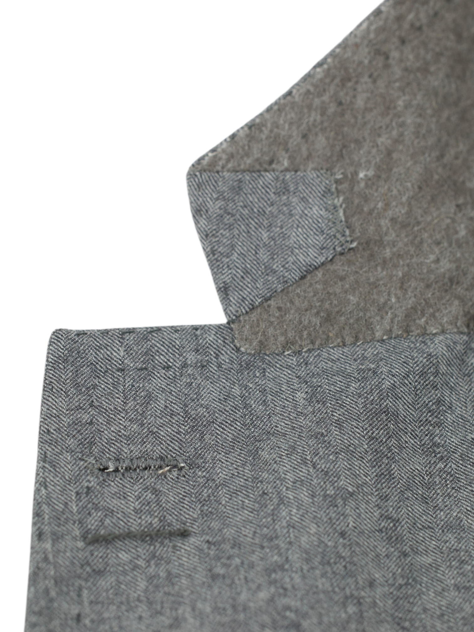 Cesare Attolini Grey Wool Herringbone Winter Jacket